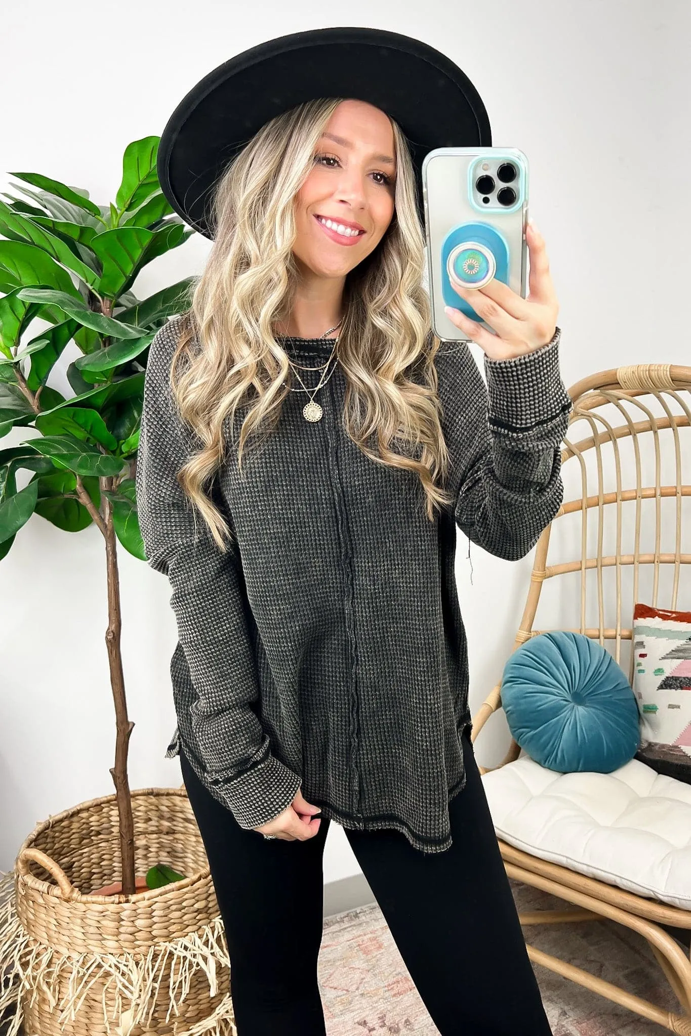 Lovedale Waffle Knit Oversized Top - BACK IN STOCK