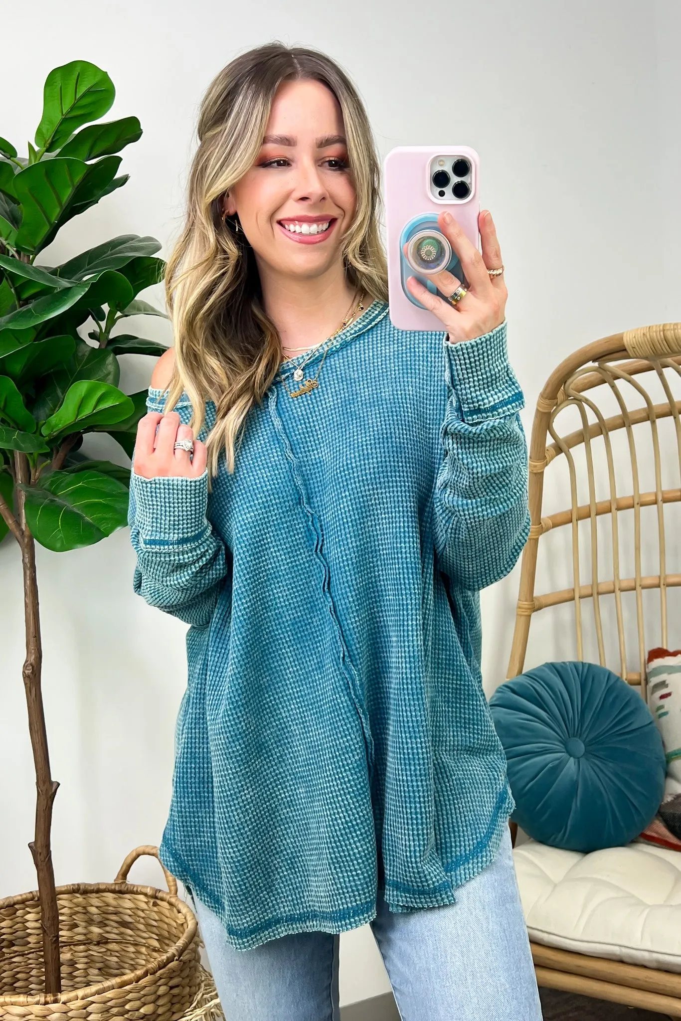 Lovedale Waffle Knit Oversized Top - BACK IN STOCK