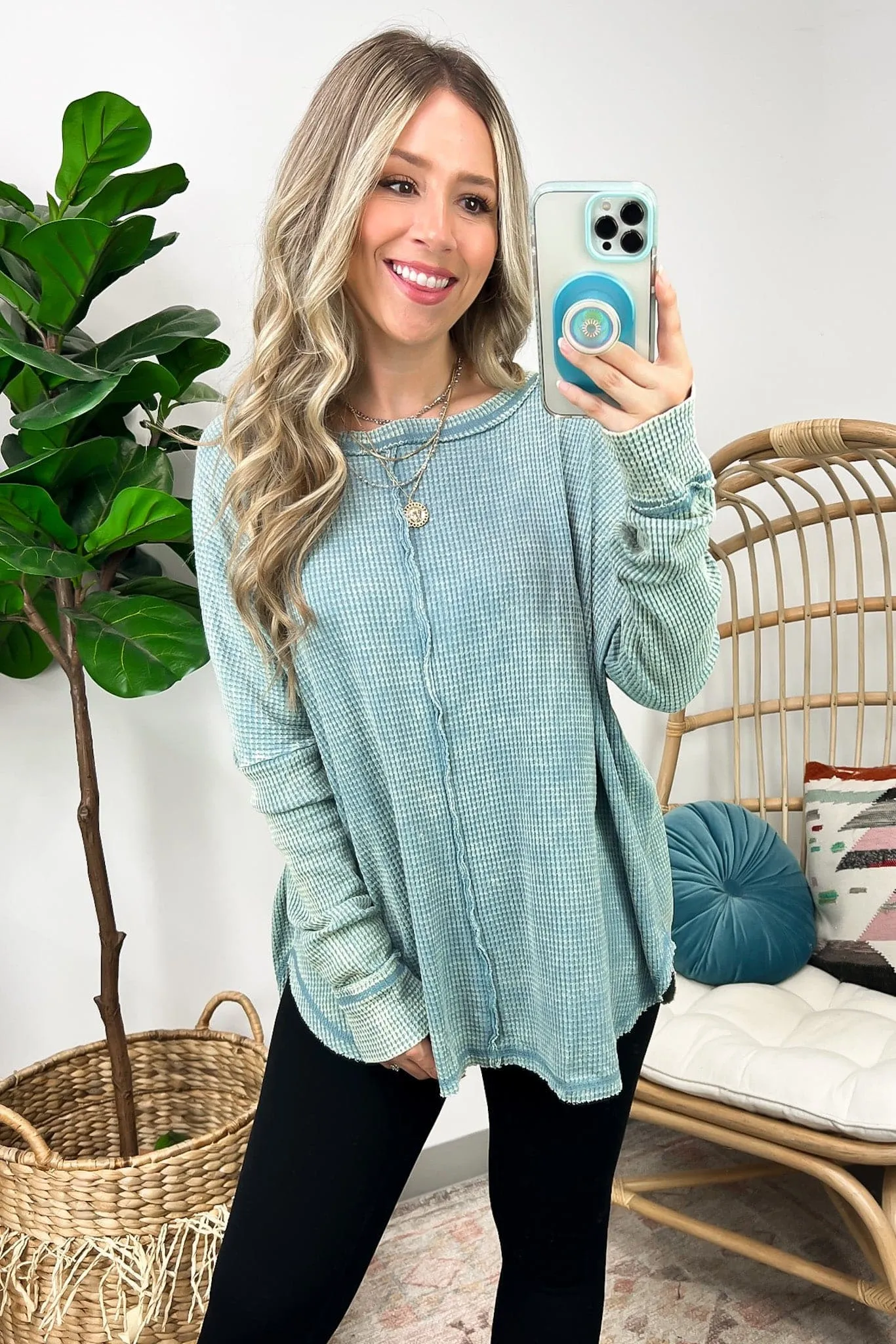 Lovedale Waffle Knit Oversized Top - BACK IN STOCK