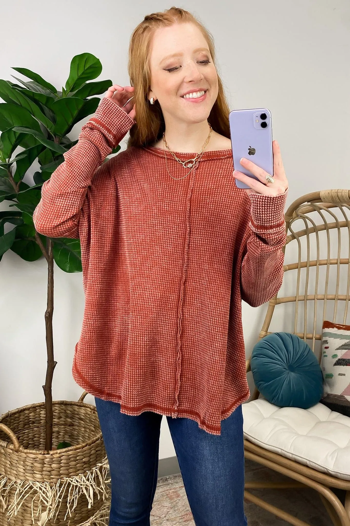 Lovedale Waffle Knit Oversized Top - BACK IN STOCK