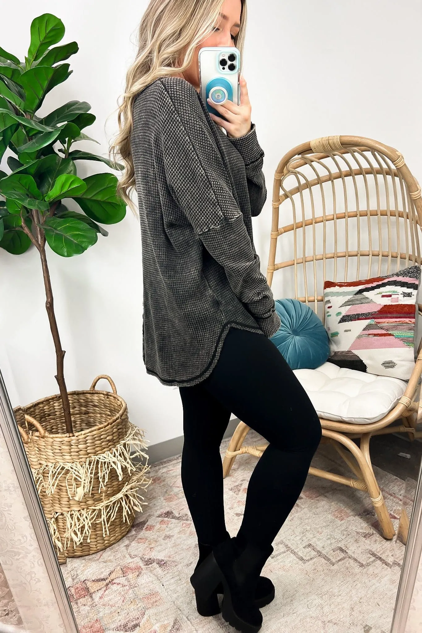 Lovedale Waffle Knit Oversized Top - BACK IN STOCK