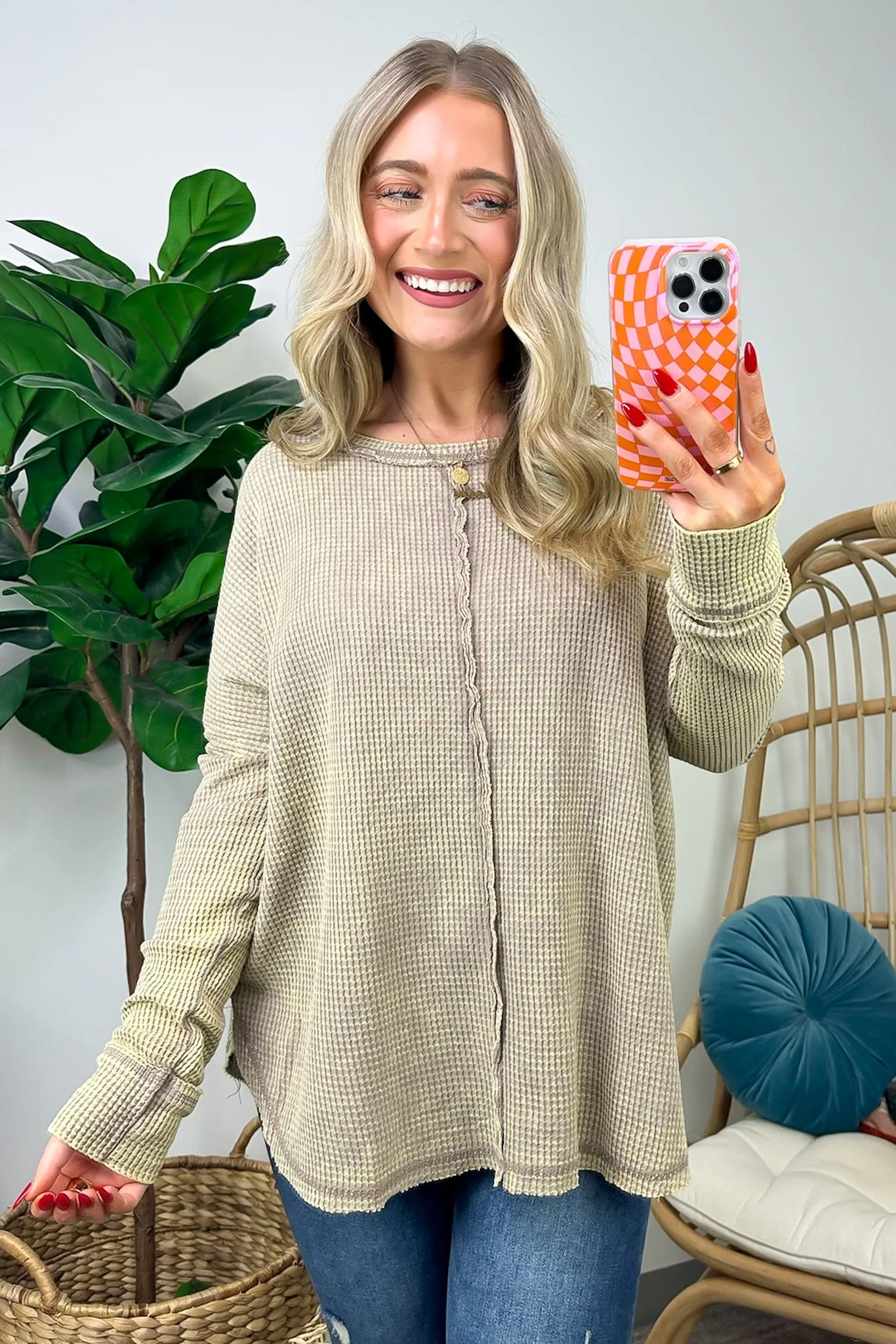 Lovedale Waffle Knit Oversized Top - BACK IN STOCK