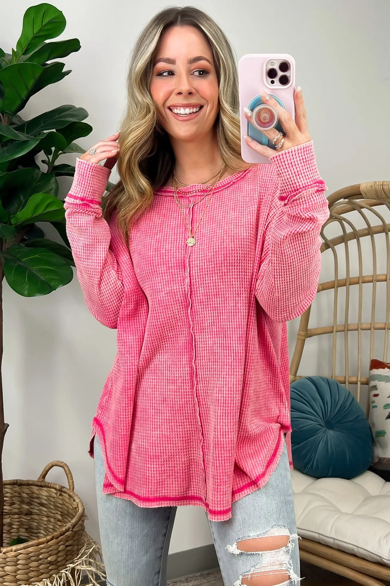 Lovedale Waffle Knit Oversized Top - BACK IN STOCK