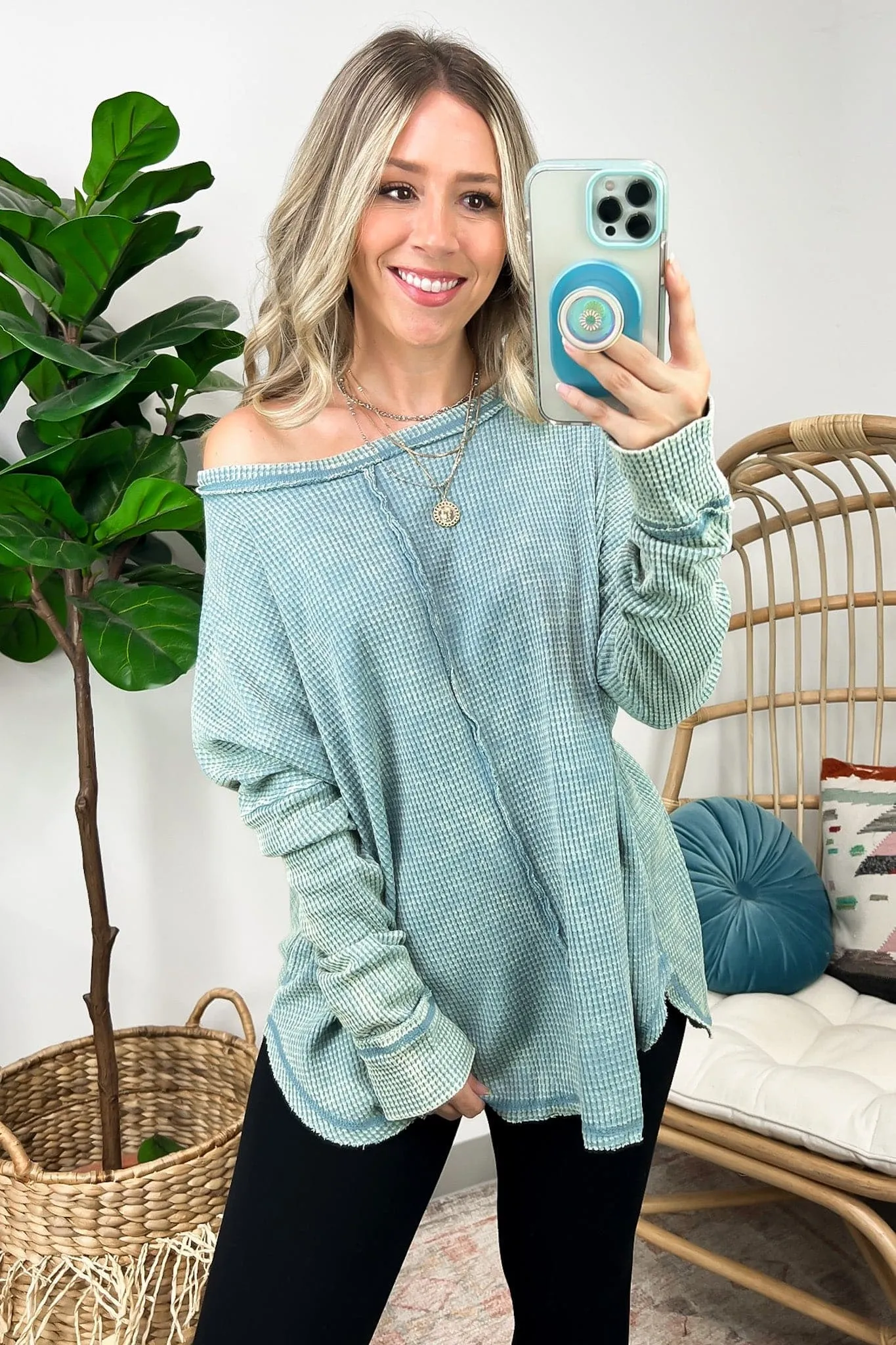 Lovedale Waffle Knit Oversized Top - BACK IN STOCK