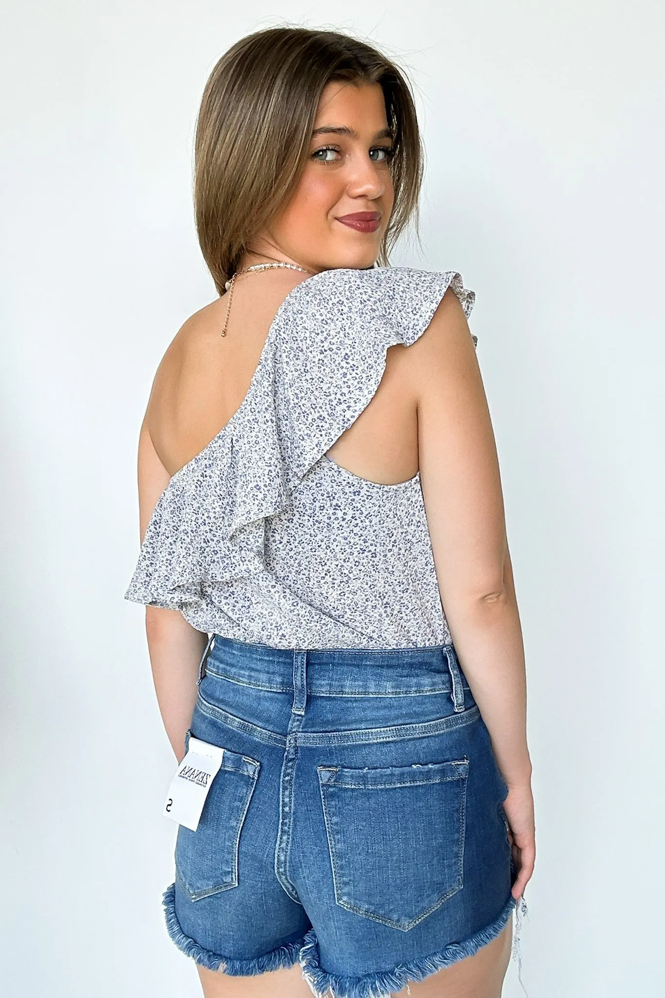 Lovely Intent Floral Ruffle One Shoulder Bodysuit - FINAL SALE