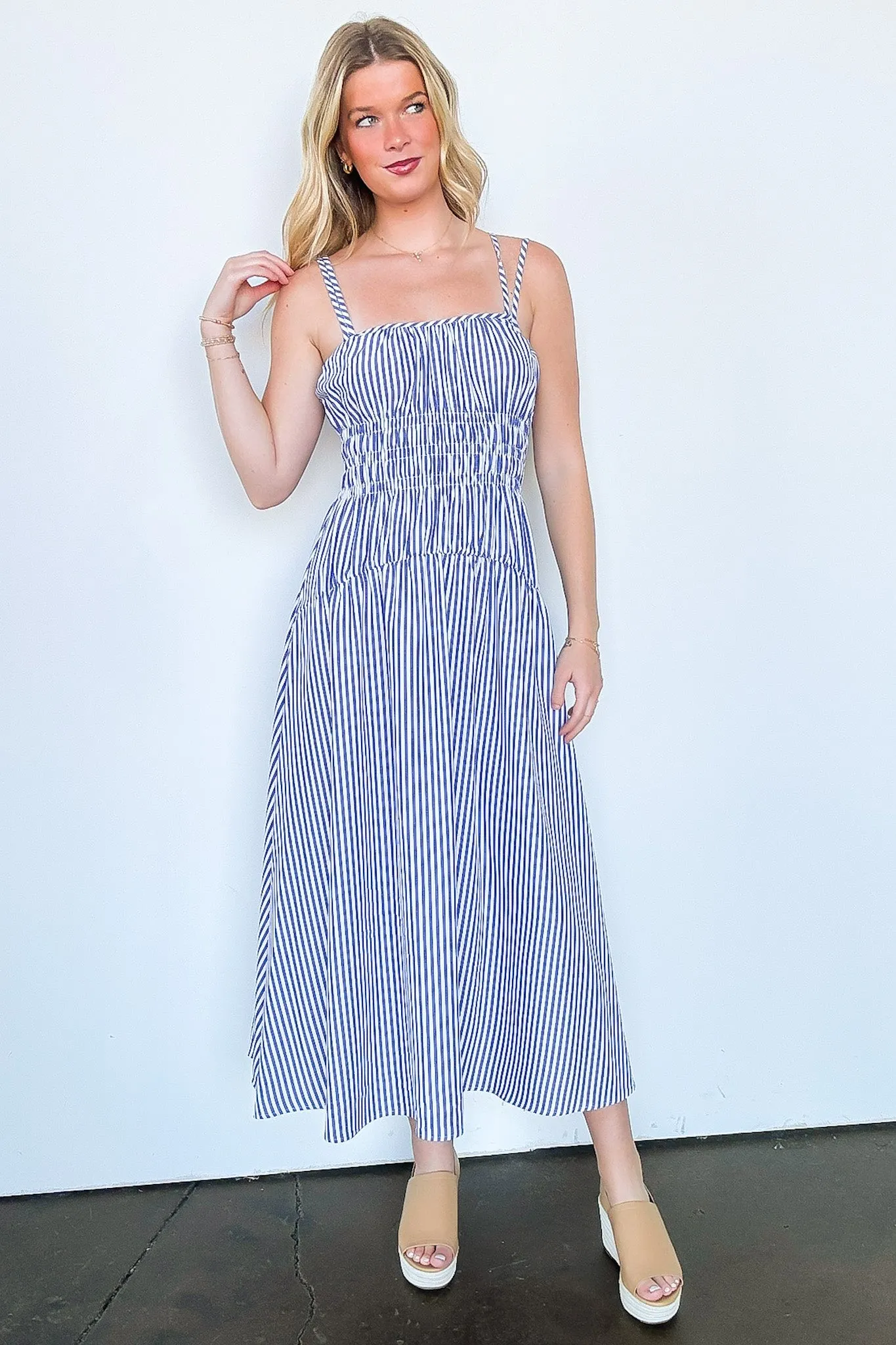 Lyana Tiered Striped Smocked Dress