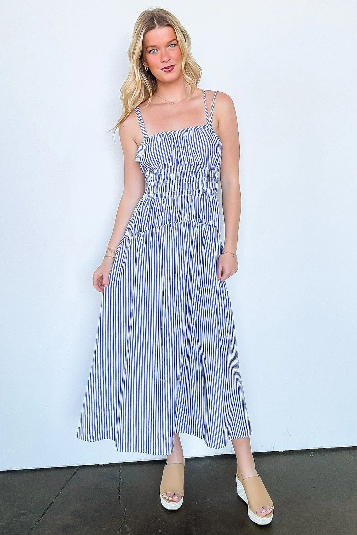Lyana Tiered Striped Smocked Dress