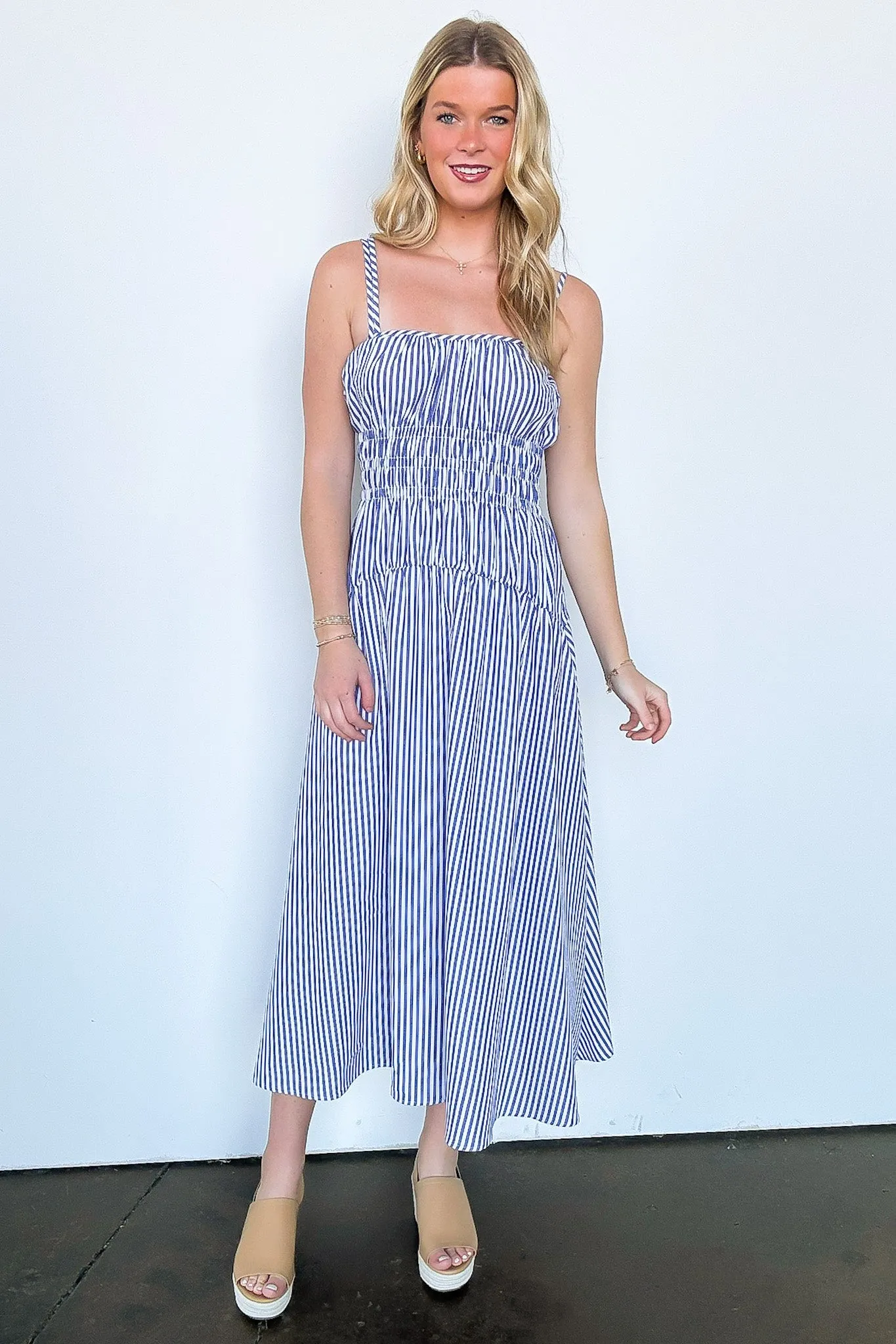 Lyana Tiered Striped Smocked Dress