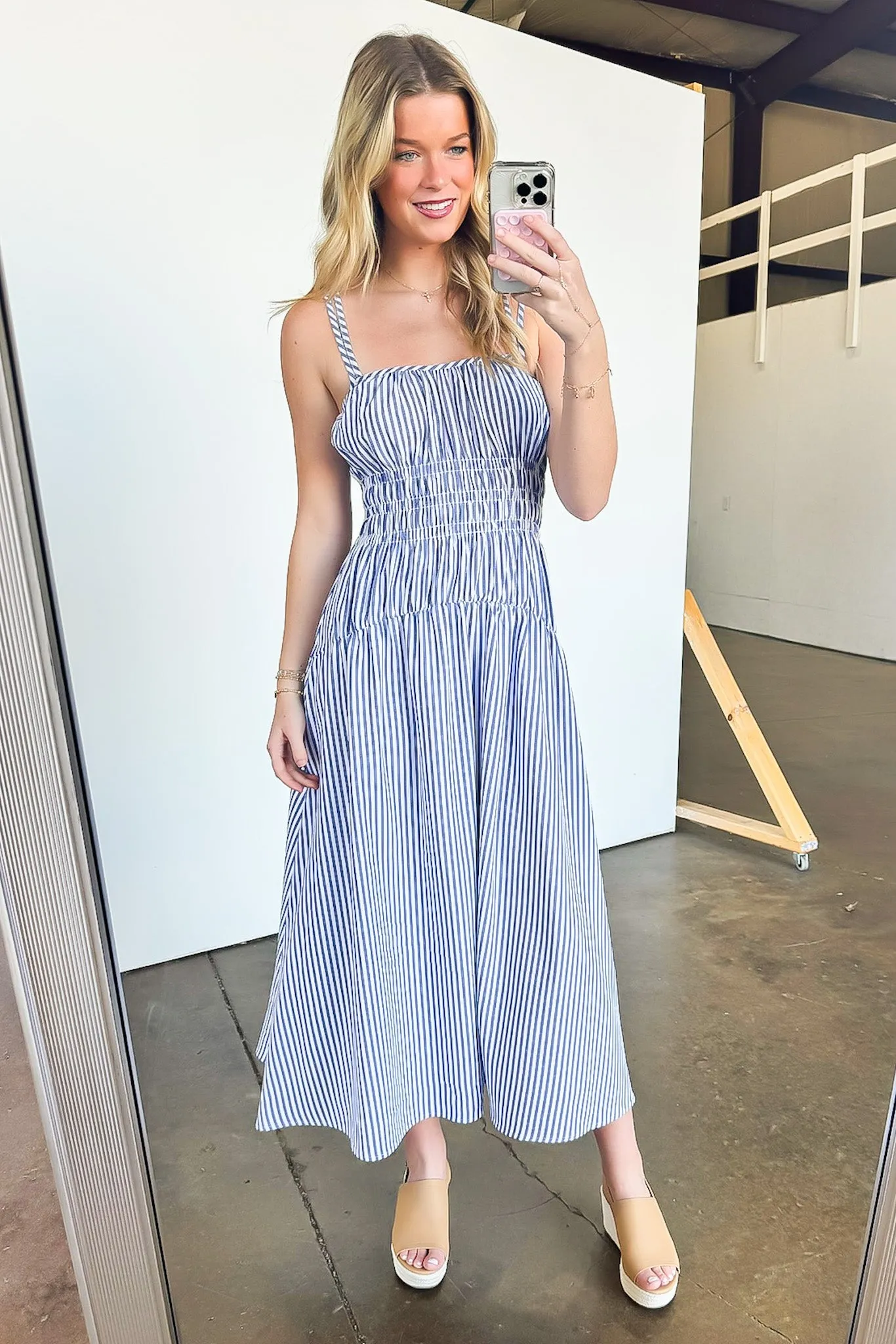 Lyana Tiered Striped Smocked Dress