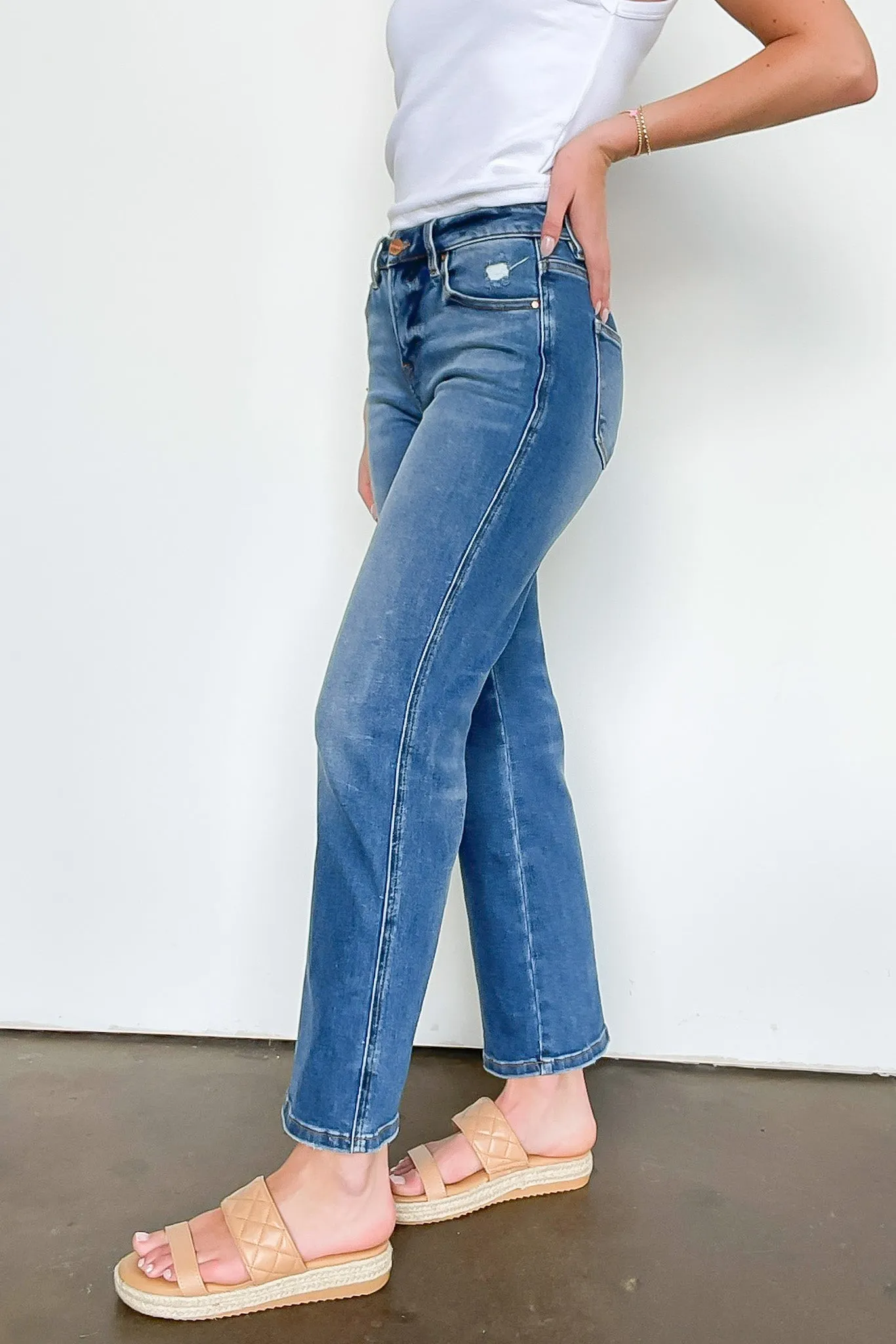 Lyra Tummy Control High Rise Ankle Straight Jeans