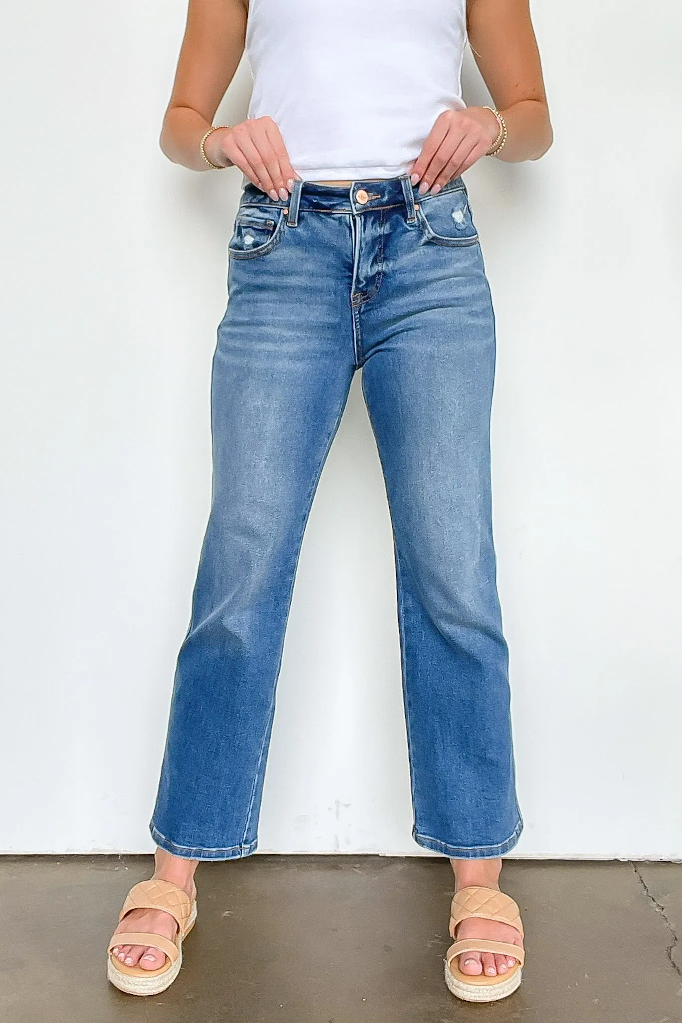 Lyra Tummy Control High Rise Ankle Straight Jeans