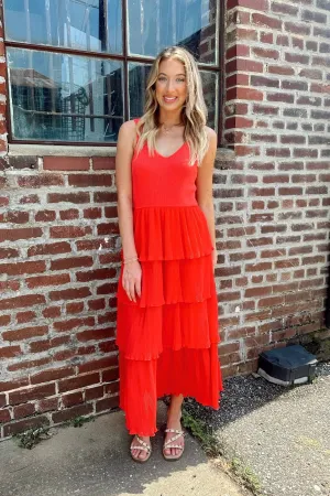 Marinette Pleated Tiered Midi Dress