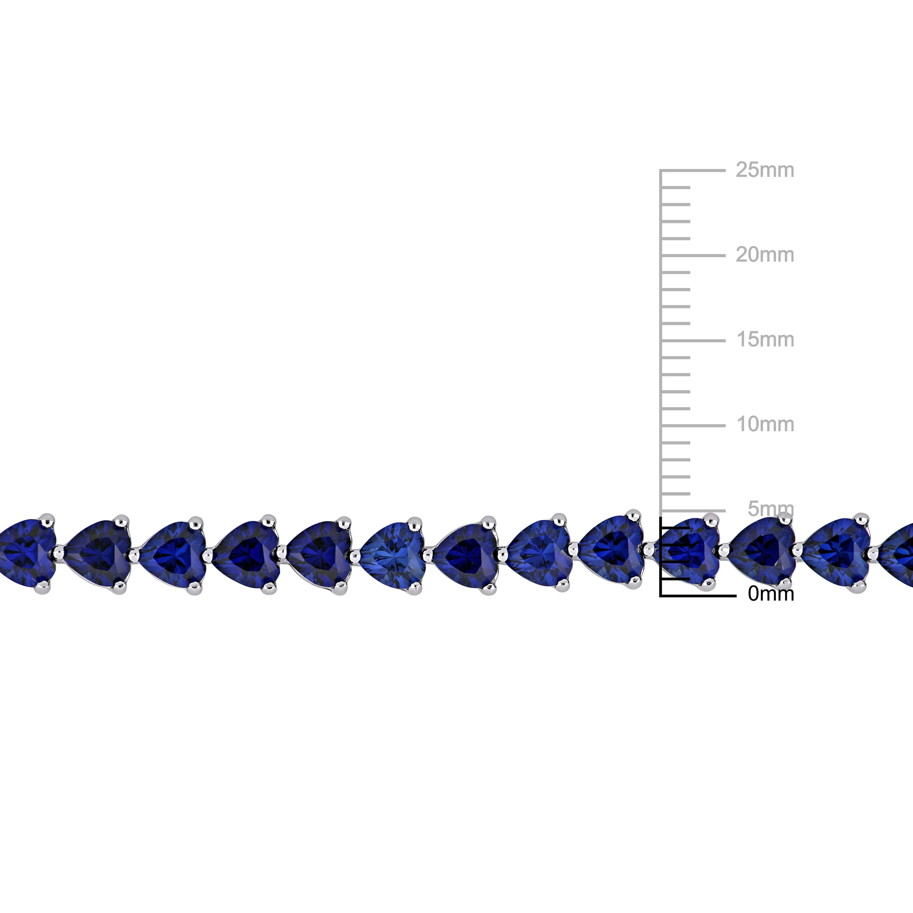 Mimi & Max 11.40 CT TGW Heart Shape Created Blue Sapphire Tennis Bracelet in Sterling Silver