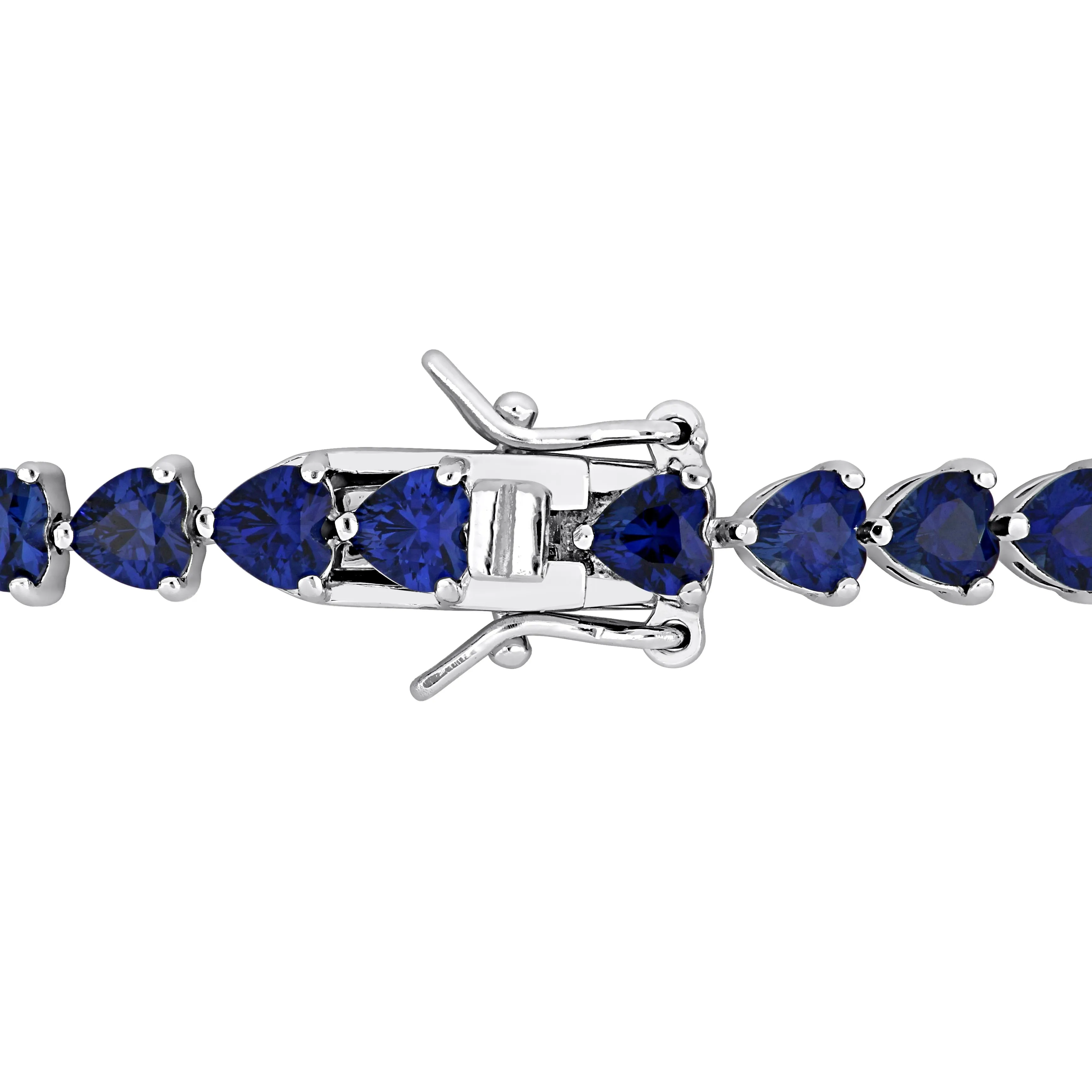 Mimi & Max 11.40 CT TGW Heart Shape Created Blue Sapphire Tennis Bracelet in Sterling Silver