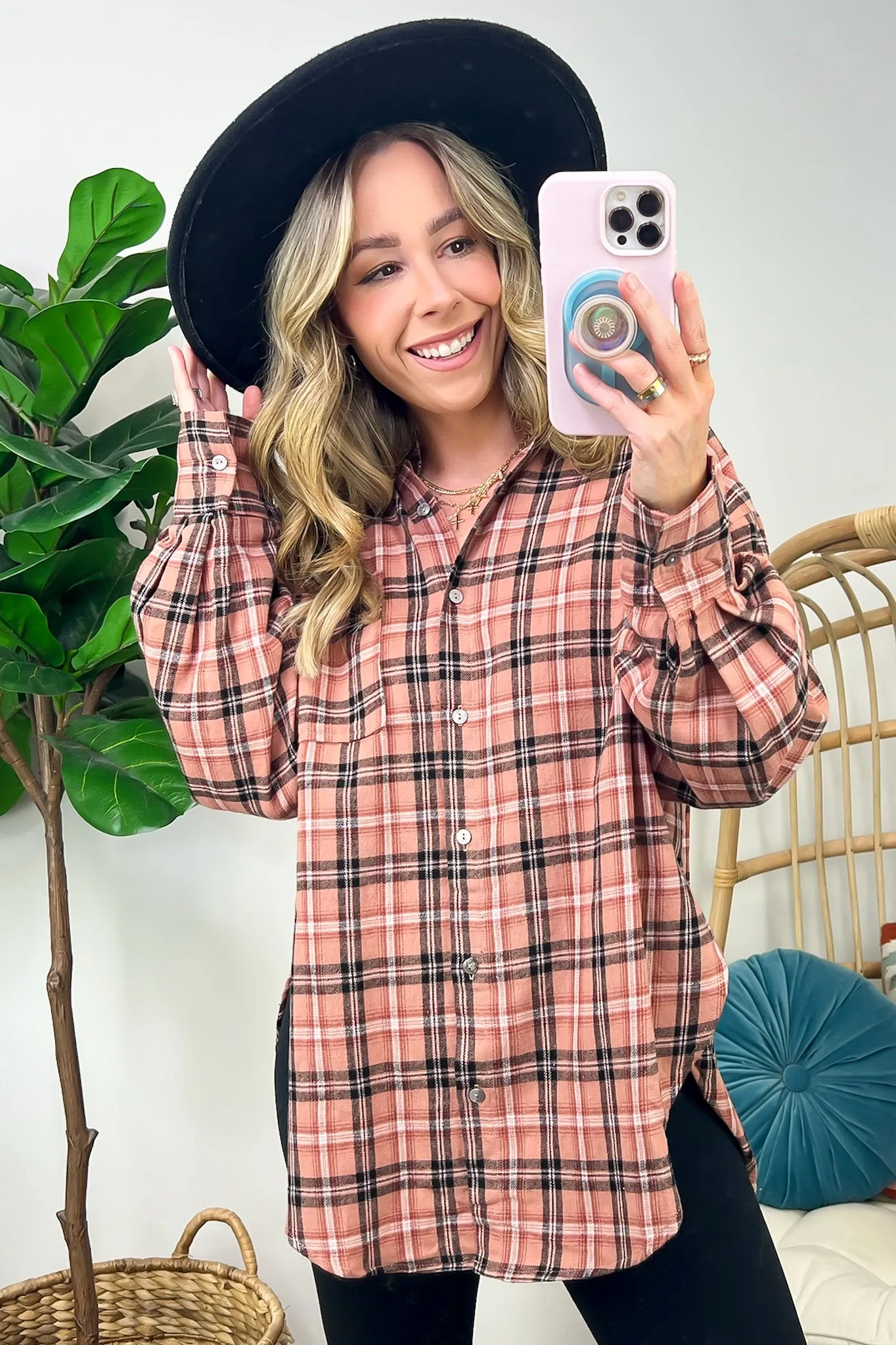 Morgan Plaid Button Down Relaxed Top - FINAL SALE