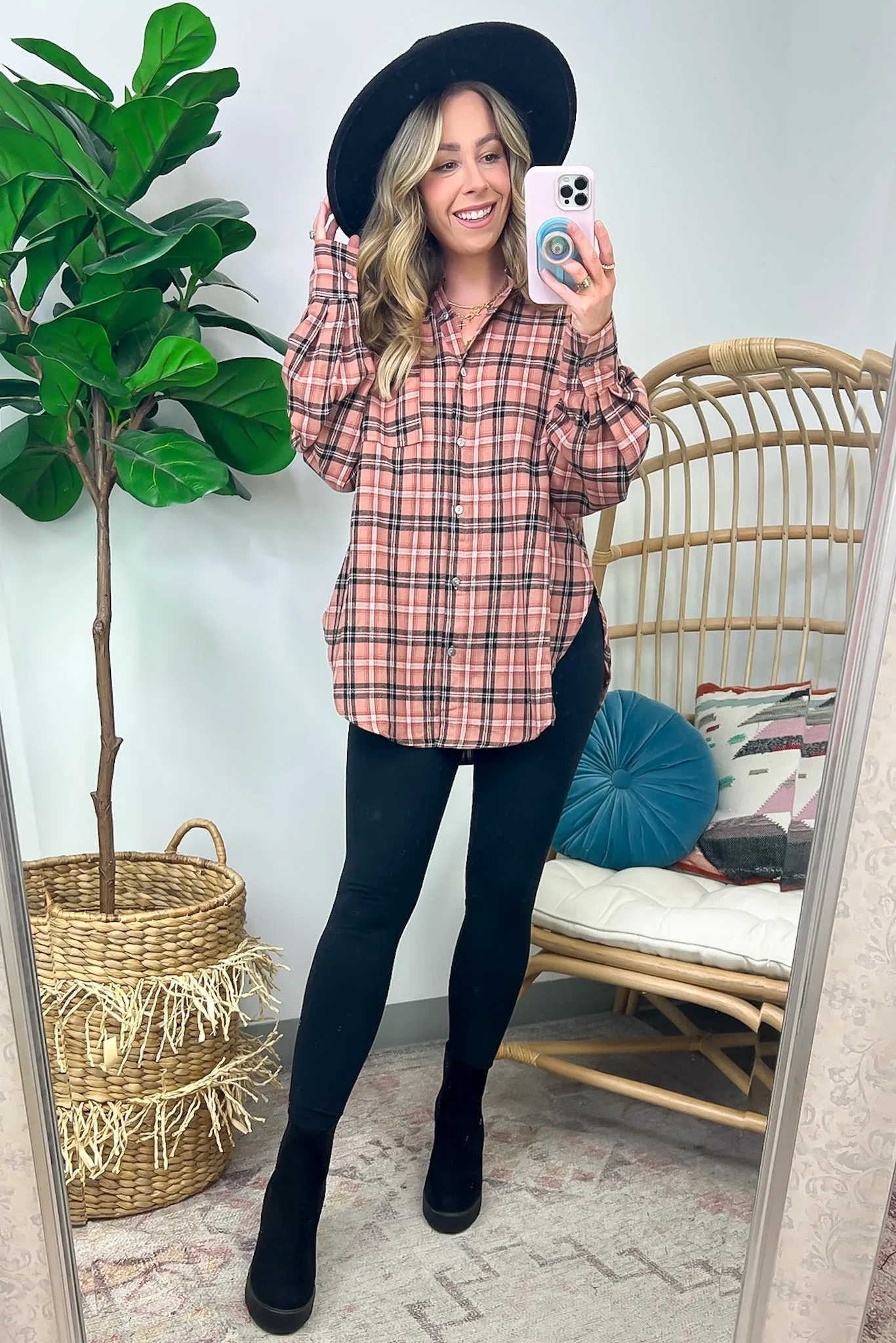 Morgan Plaid Button Down Relaxed Top - FINAL SALE