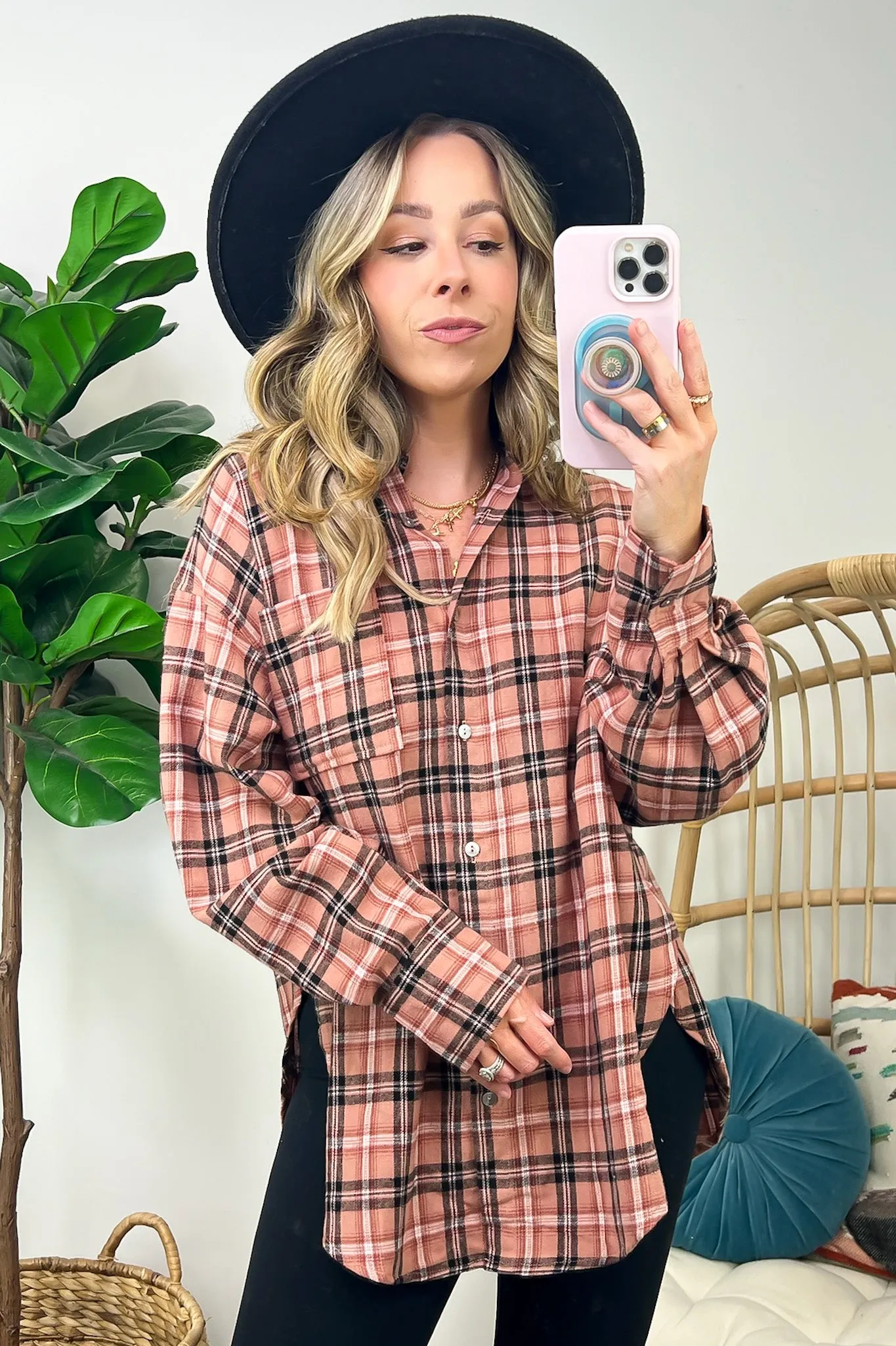 Morgan Plaid Button Down Relaxed Top - FINAL SALE