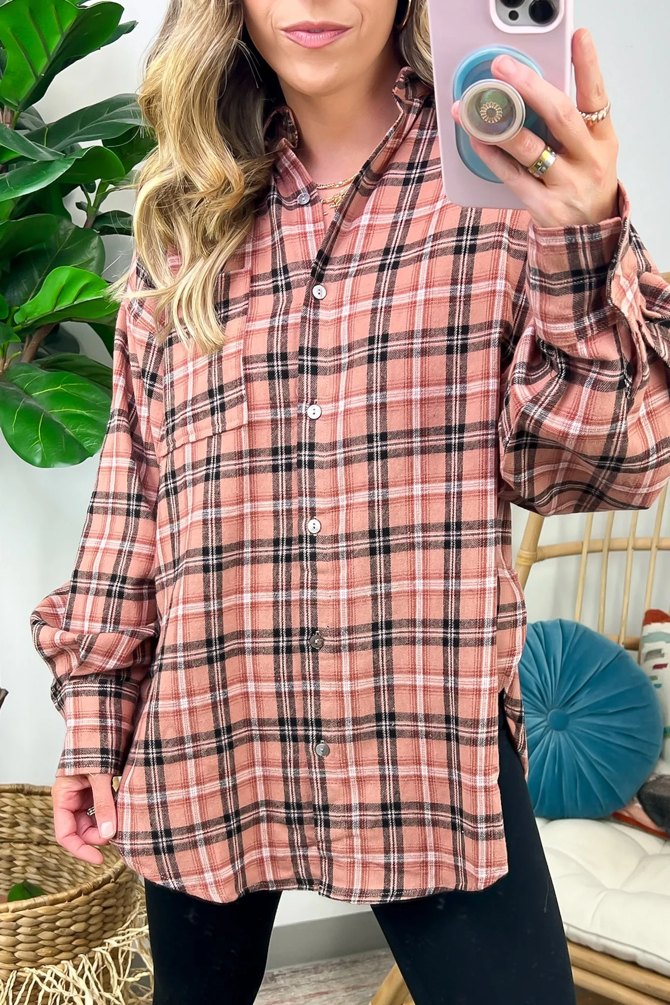 Morgan Plaid Button Down Relaxed Top - FINAL SALE