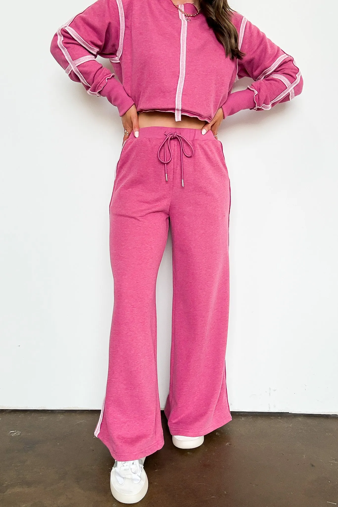Movie Marathon Contrast Seam Elastic Waist Lounge Pants