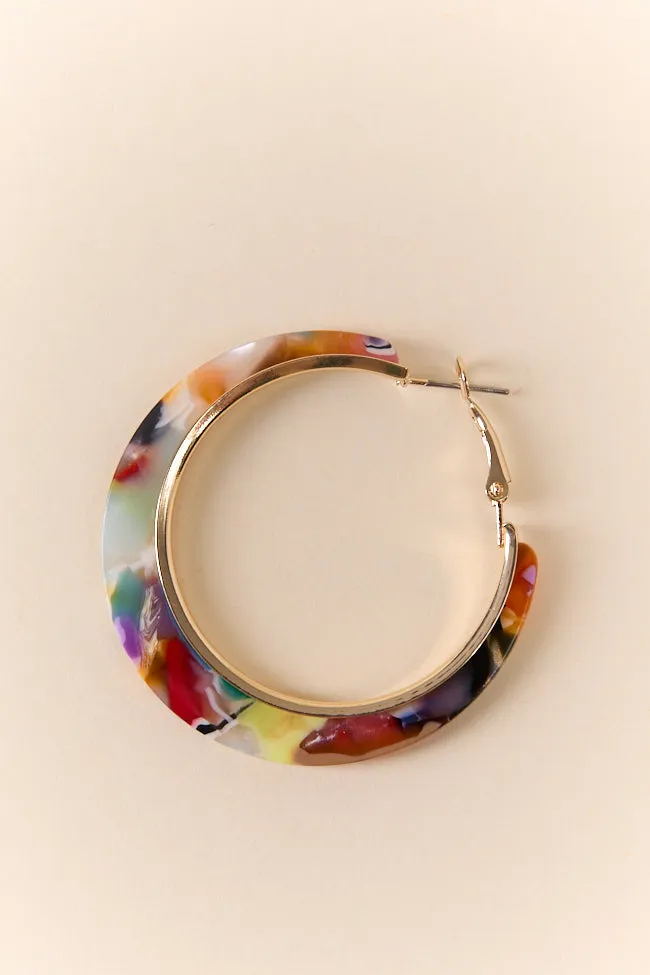 Multi Colored Resin Hoop Earrings