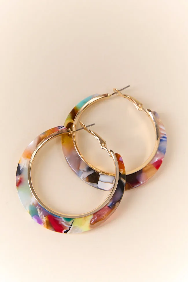 Multi Colored Resin Hoop Earrings
