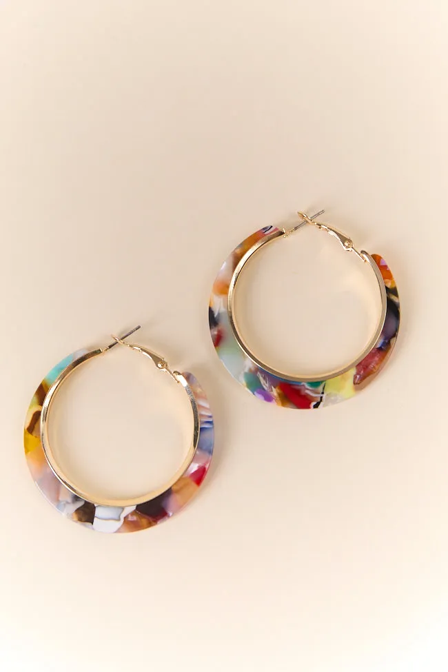 Multi Colored Resin Hoop Earrings