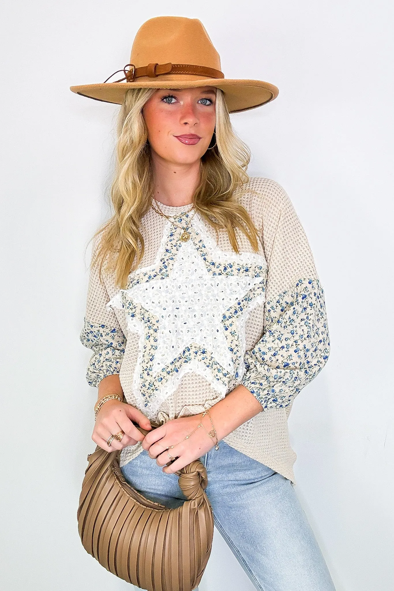 Multi Star Patchwork Contrast Top