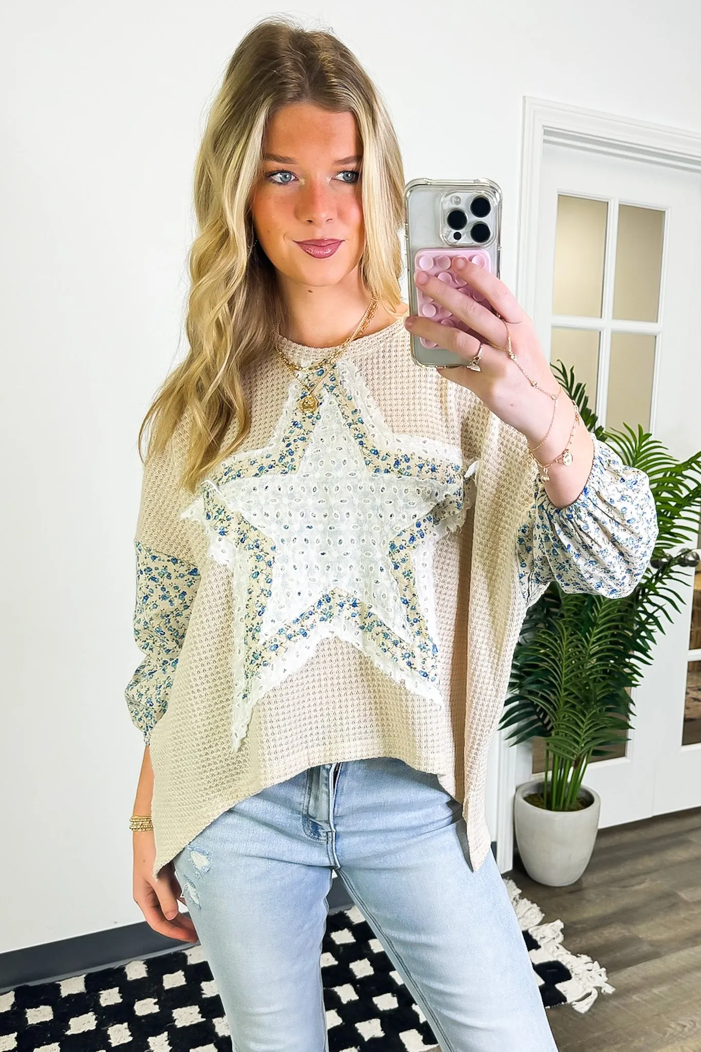 Multi Star Patchwork Contrast Top