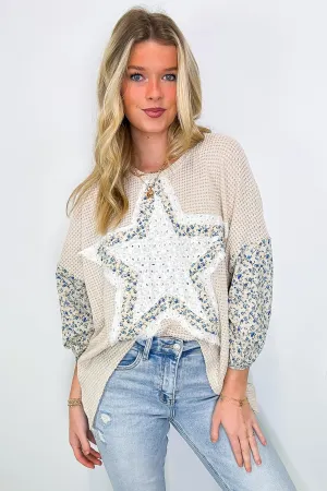 Multi Star Patchwork Contrast Top