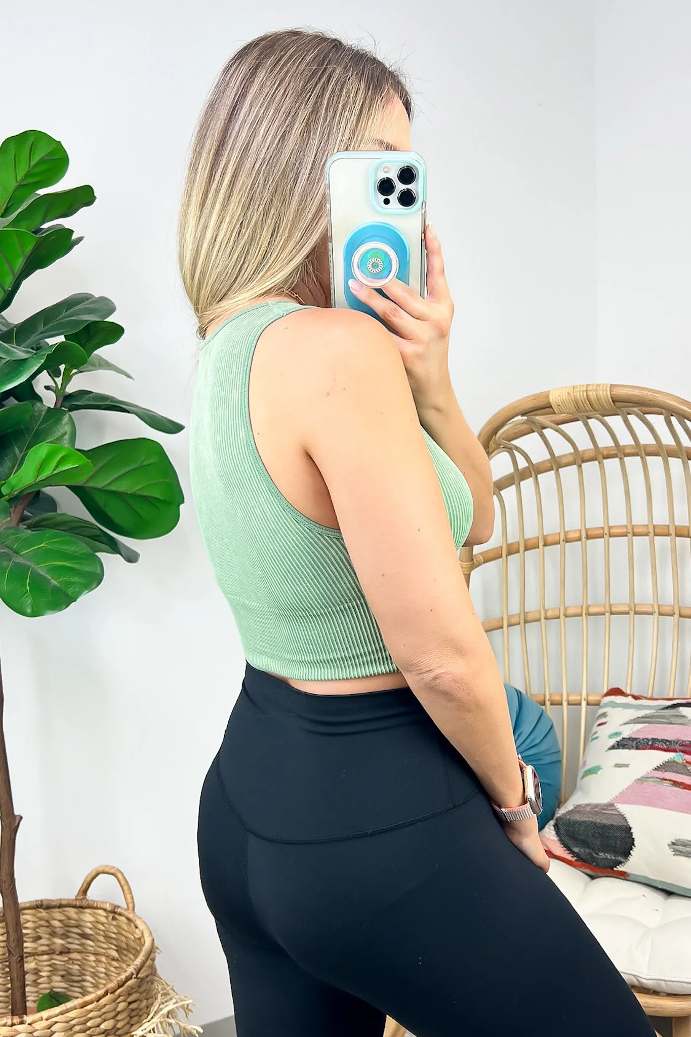 Nayomi Mineral Wash V-Neck Seamless Bra Top