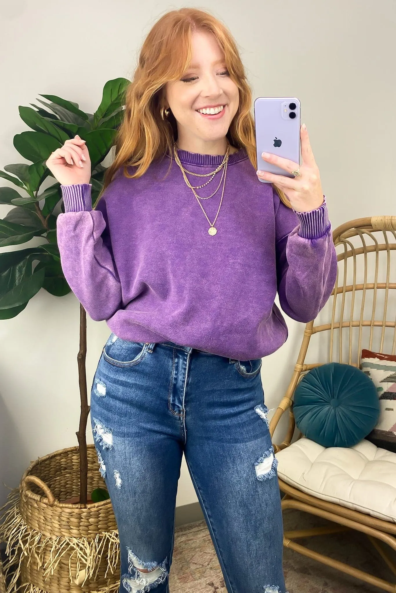 Nuvola Acid Wash Oversized Pullover - FINAL SALE