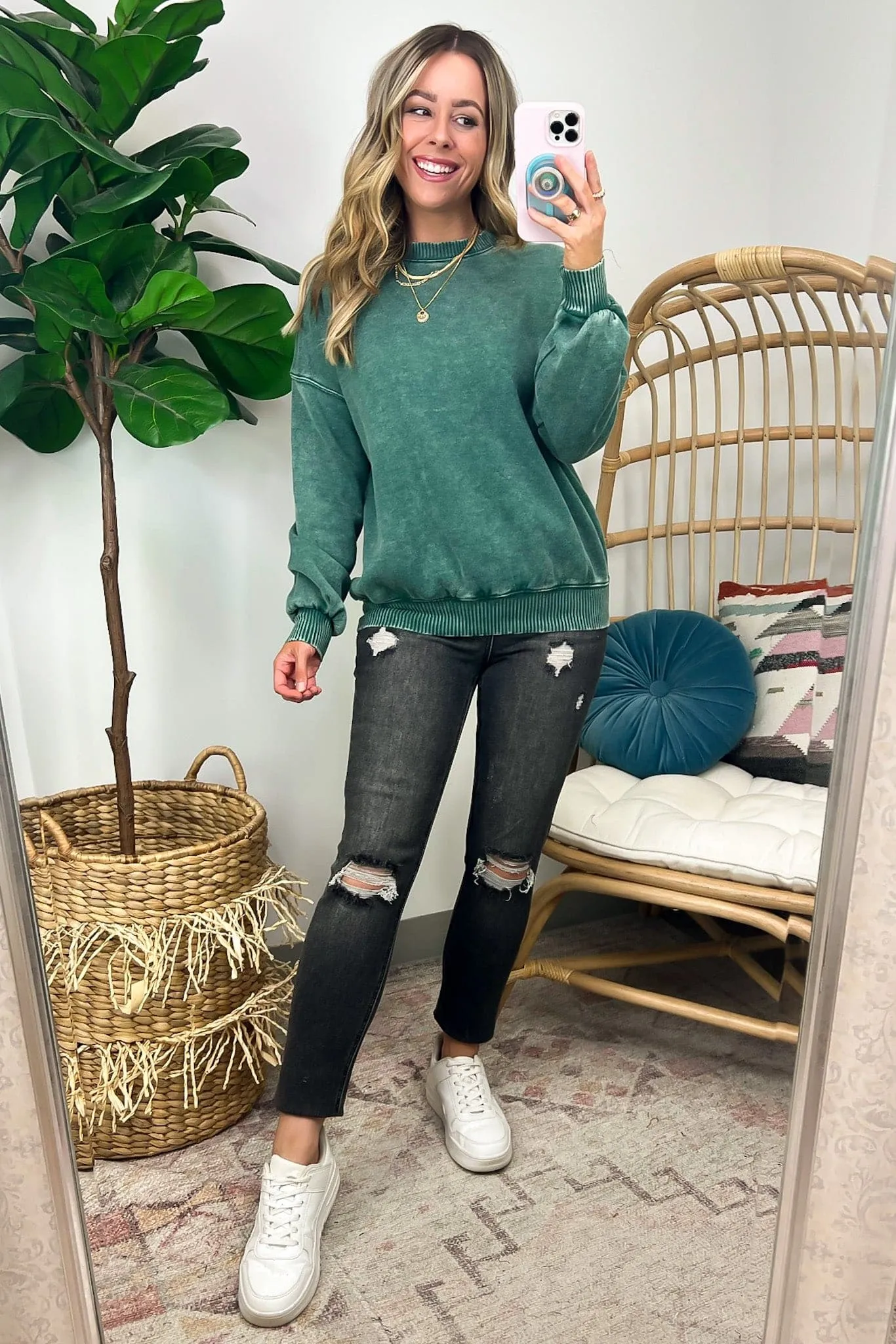 Nuvola Acid Wash Oversized Pullover - FINAL SALE
