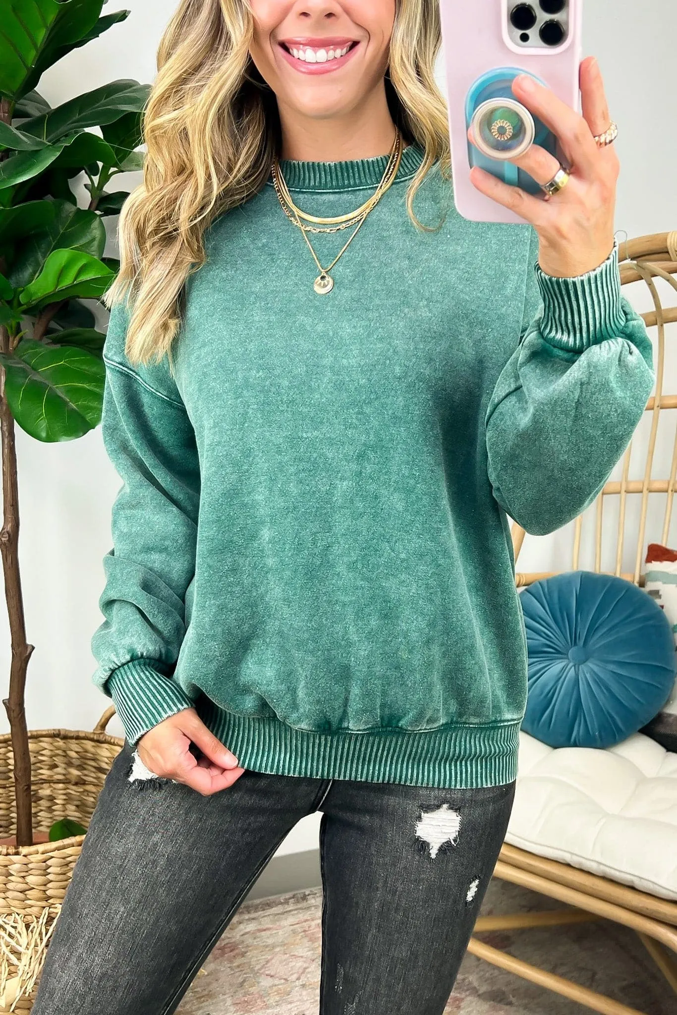 Nuvola Acid Wash Oversized Pullover - FINAL SALE
