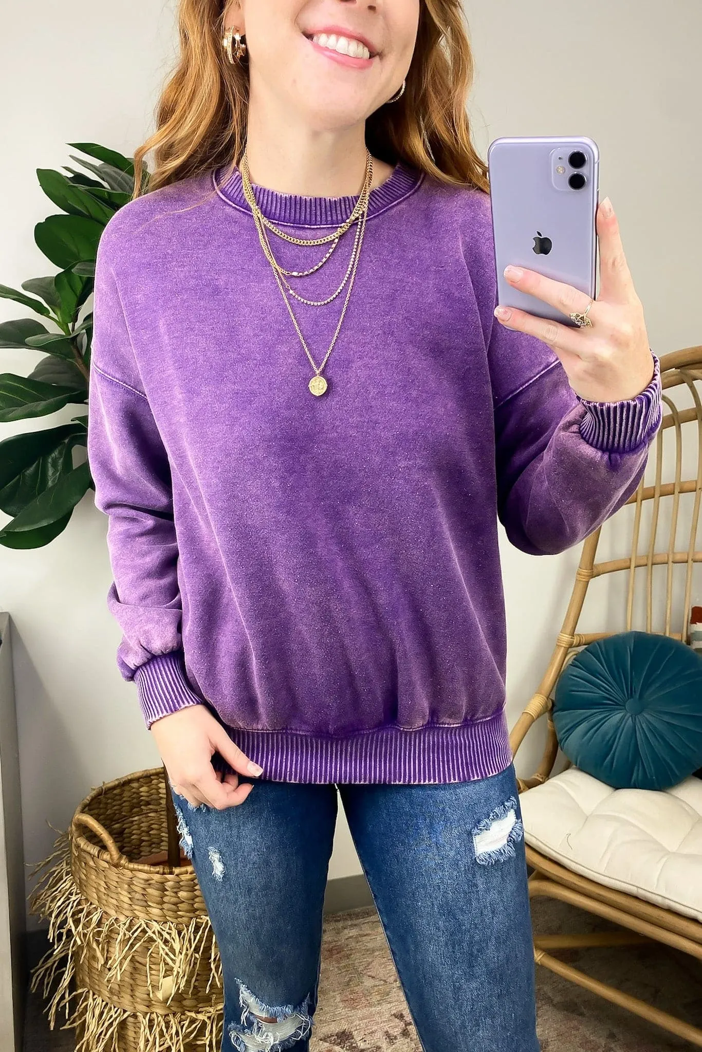 Nuvola Acid Wash Oversized Pullover - FINAL SALE