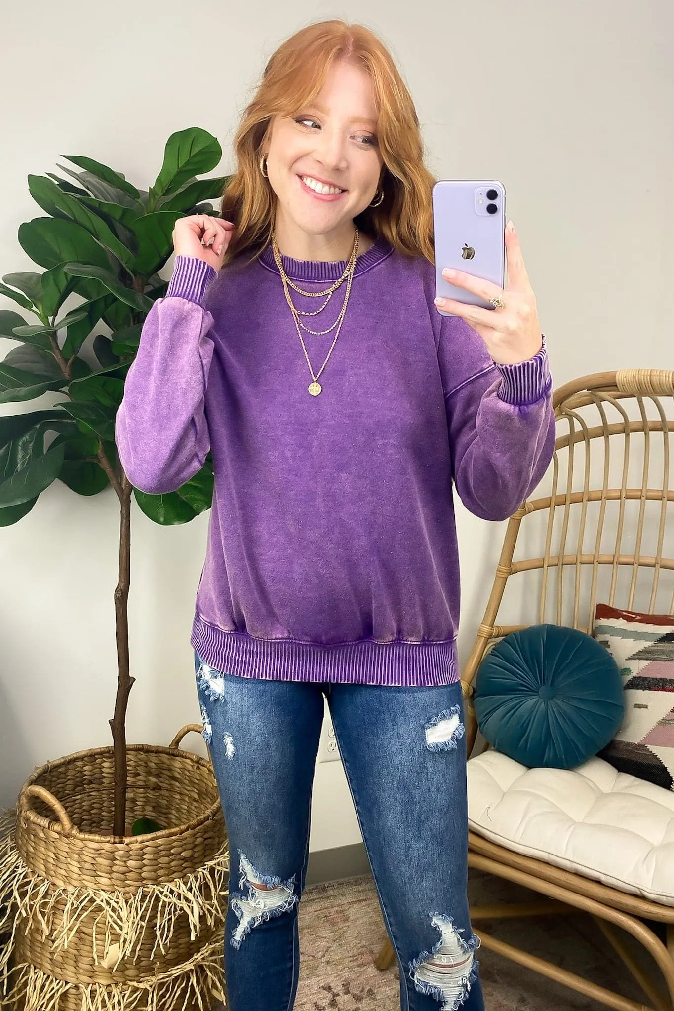 Nuvola Acid Wash Oversized Pullover - FINAL SALE