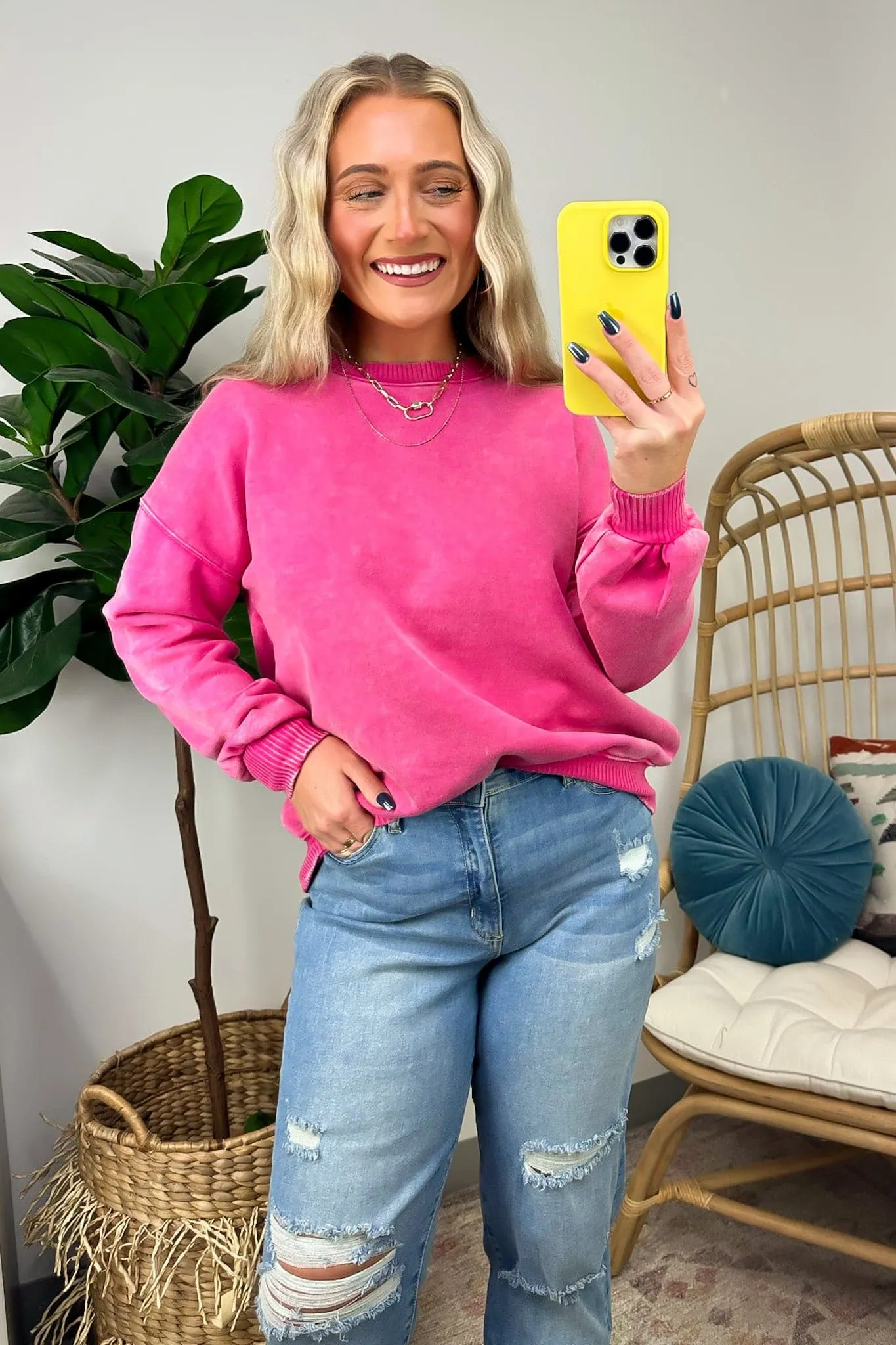 Nuvola Acid Wash Oversized Pullover - FINAL SALE