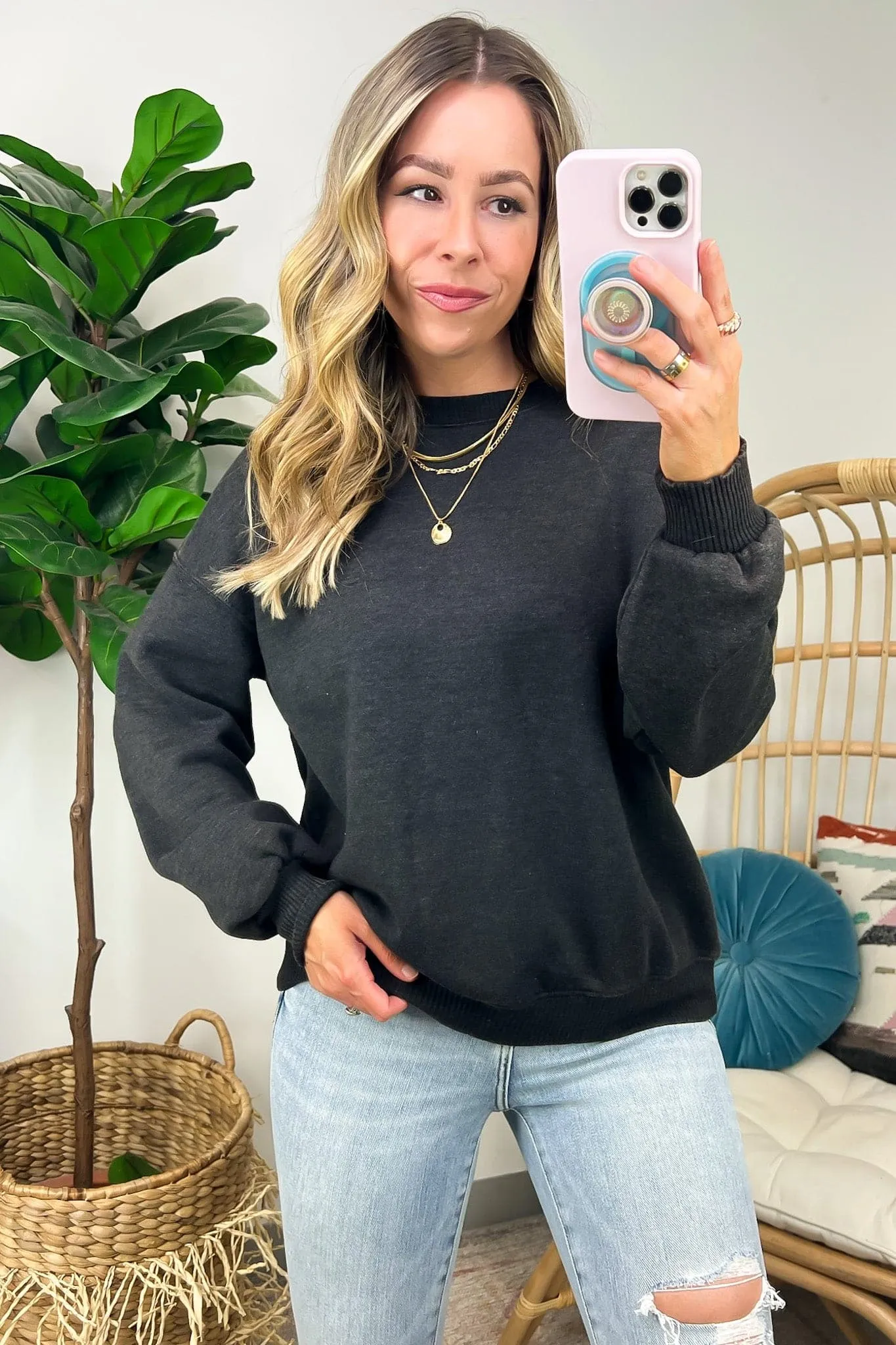 Nuvola Acid Wash Oversized Pullover - FINAL SALE