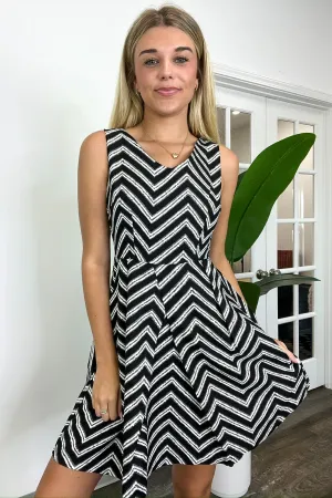 Nylie Chevron Fit and Flare Dress - FINAL SALE