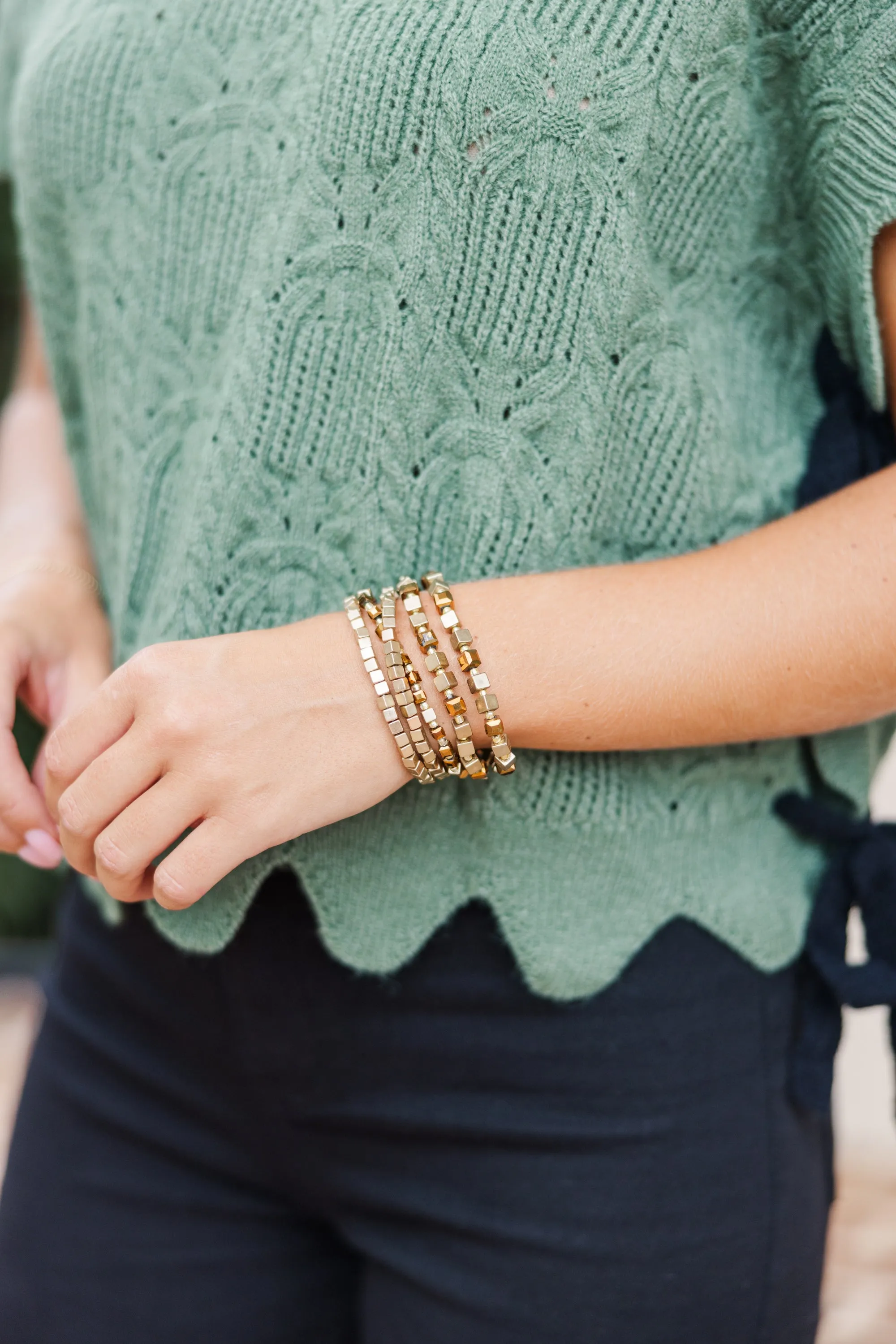 On The Way Out Bronze Beaded Bracelet Set