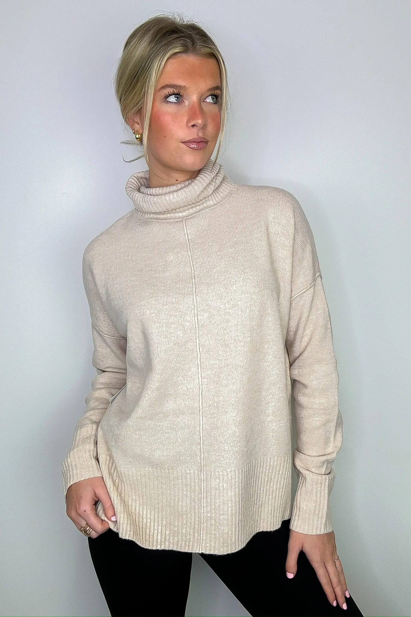 Perfect Coziness Turtleneck Front Seam Sweater