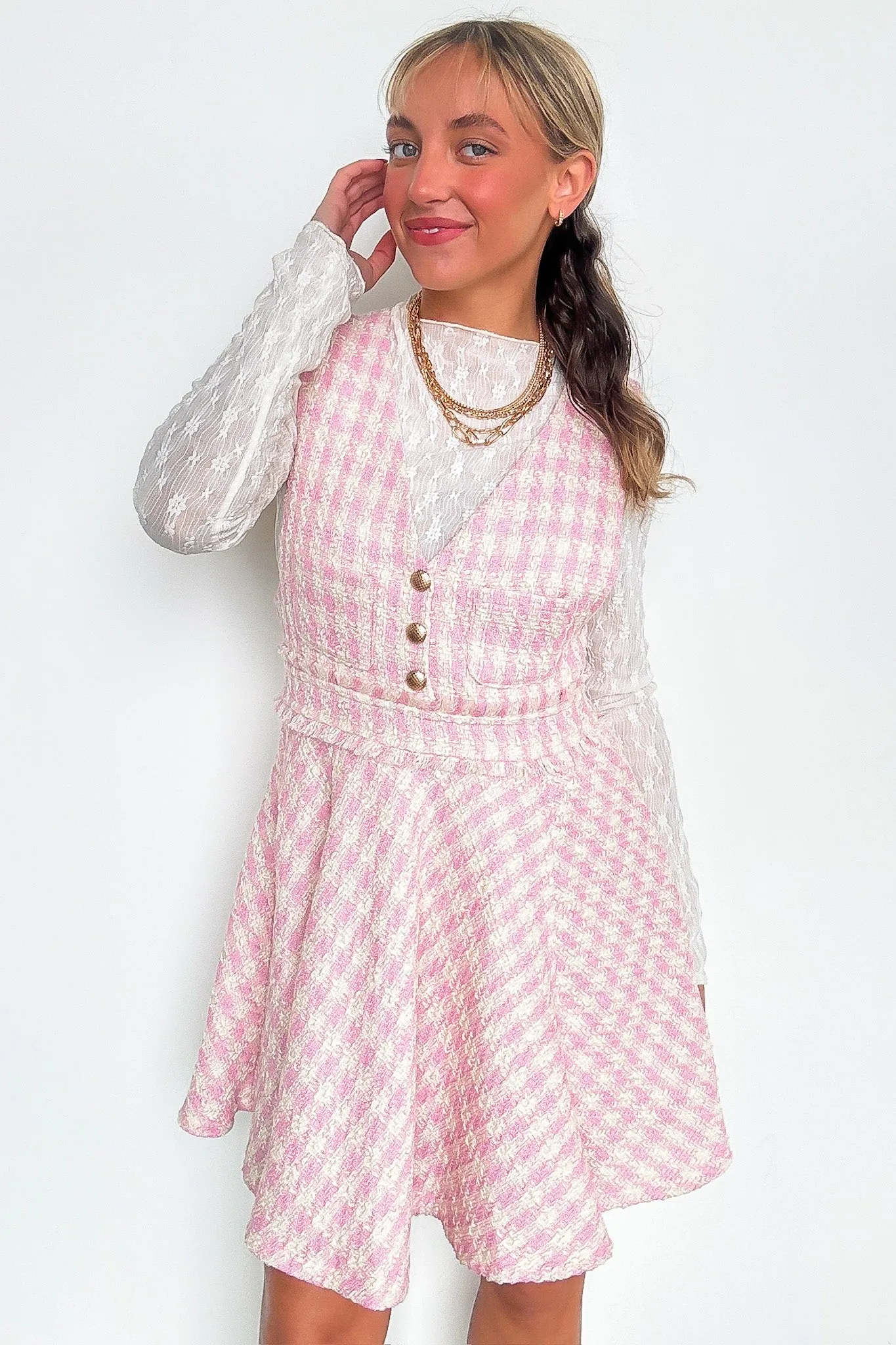 Perfect Plans Plaid Button Dress