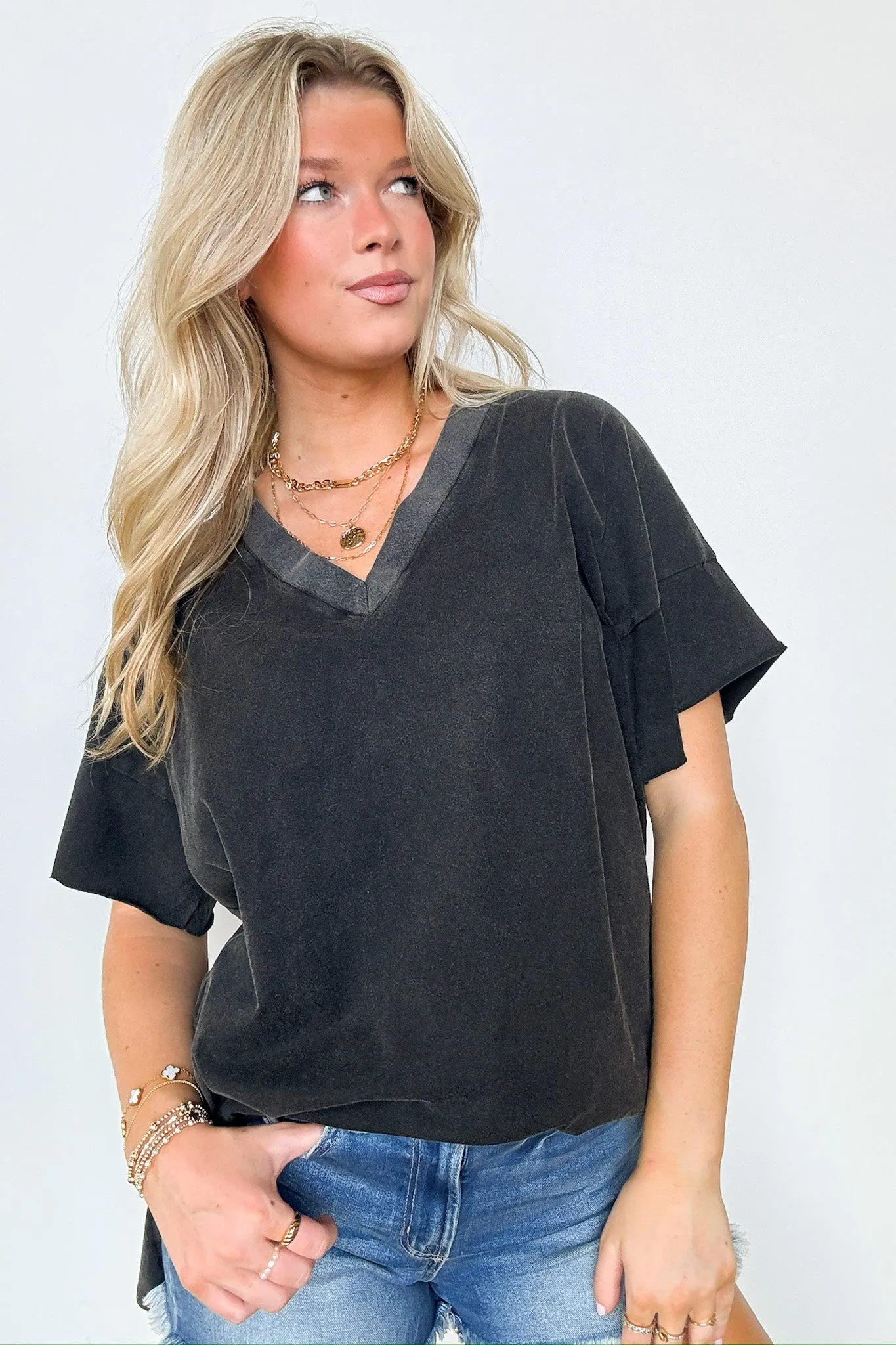 Pretty Potential V-Neck Oversized Top - BACK IN STOCK