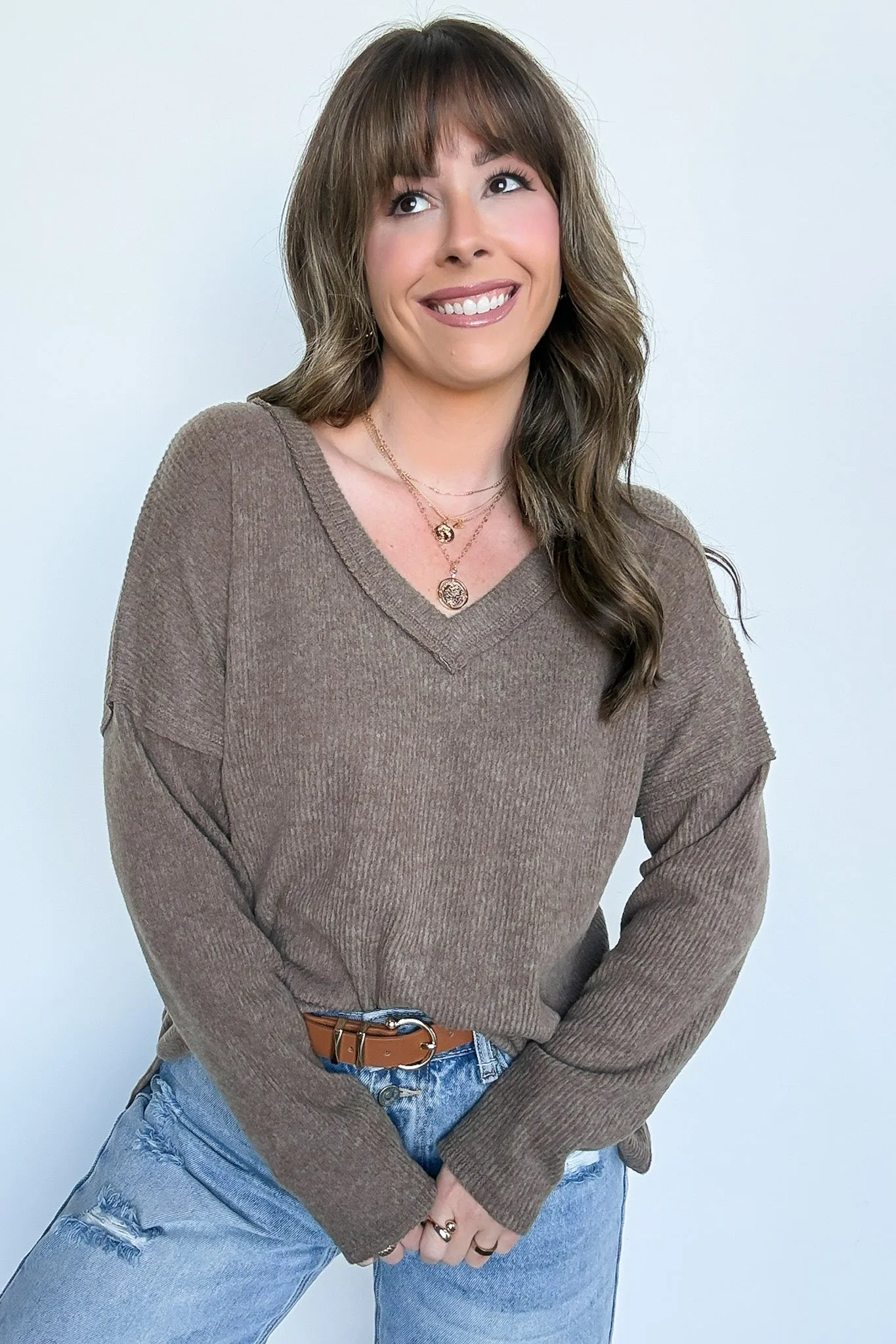 Pure Chill Ribbed V-Neck Top - FINAL SALE