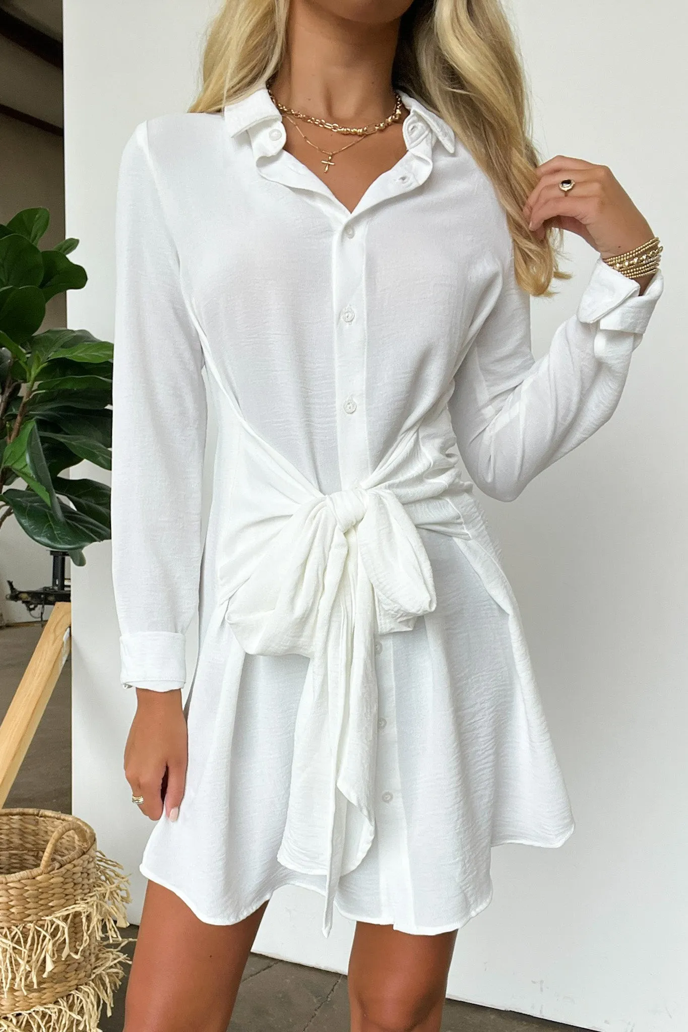 Refreshed Vibes Tie Front Button Down Dress - FINAL SALE
