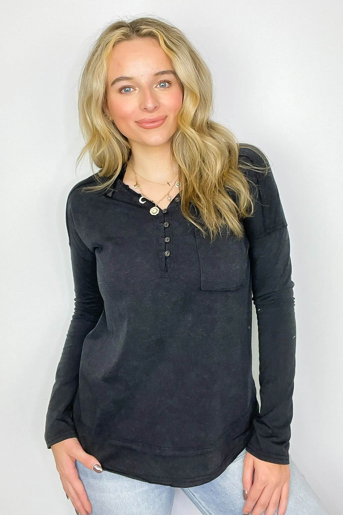 Robyn Mineral Washed Henley Top
