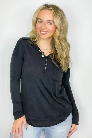 Robyn Mineral Washed Henley Top