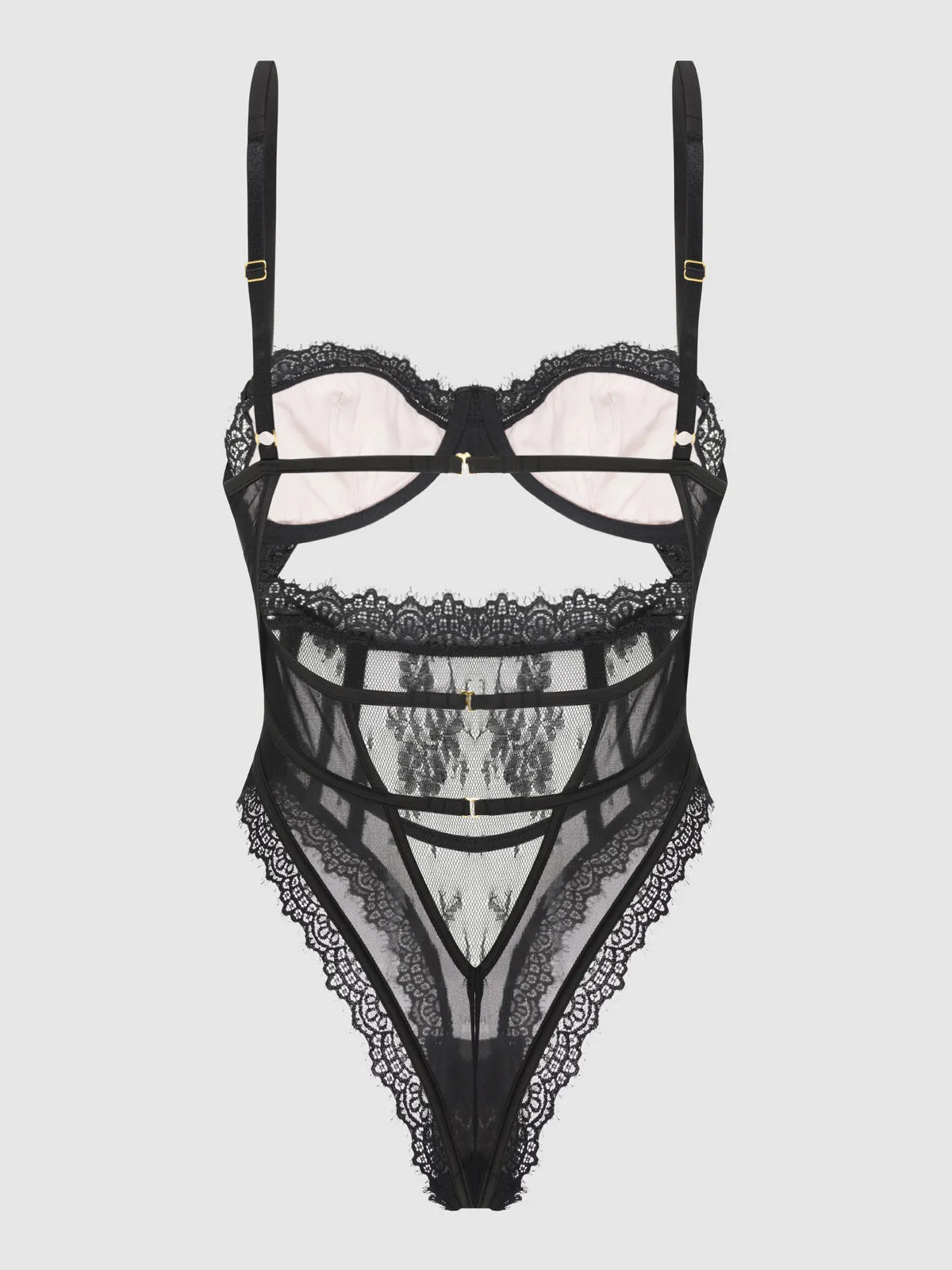 Rosalind Satin & Lace Underwire Teddy by Frederick's of Hollywood