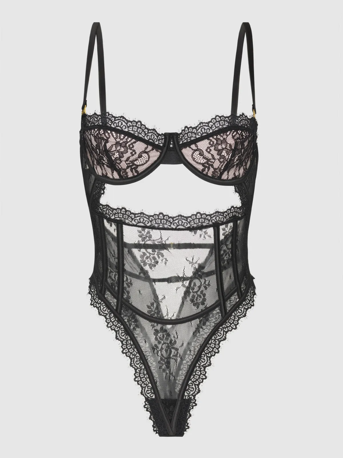 Rosalind Satin & Lace Underwire Teddy by Frederick's of Hollywood