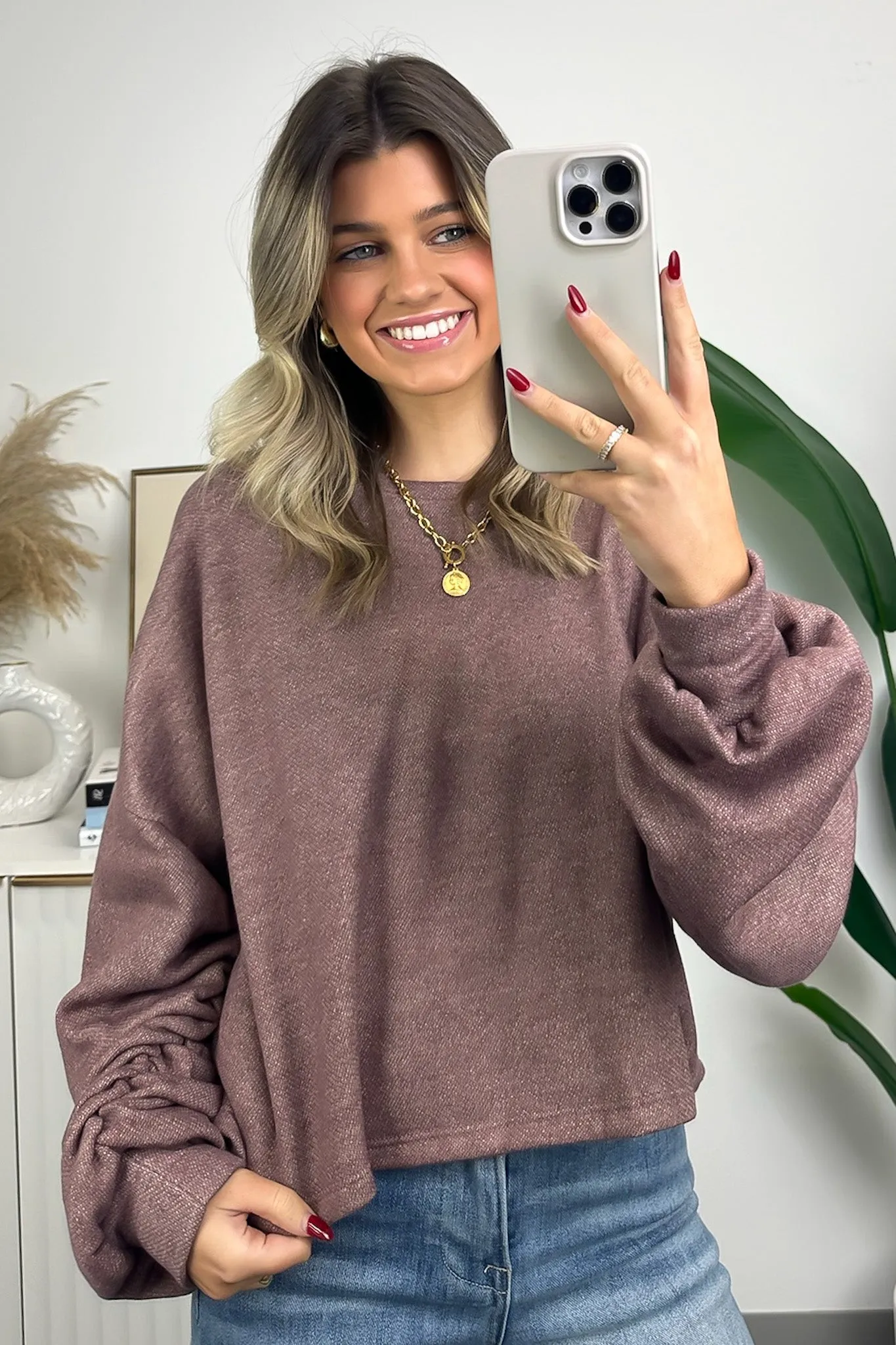 Roz Ruched Long Sleeve Knit Top - FINAL SALE