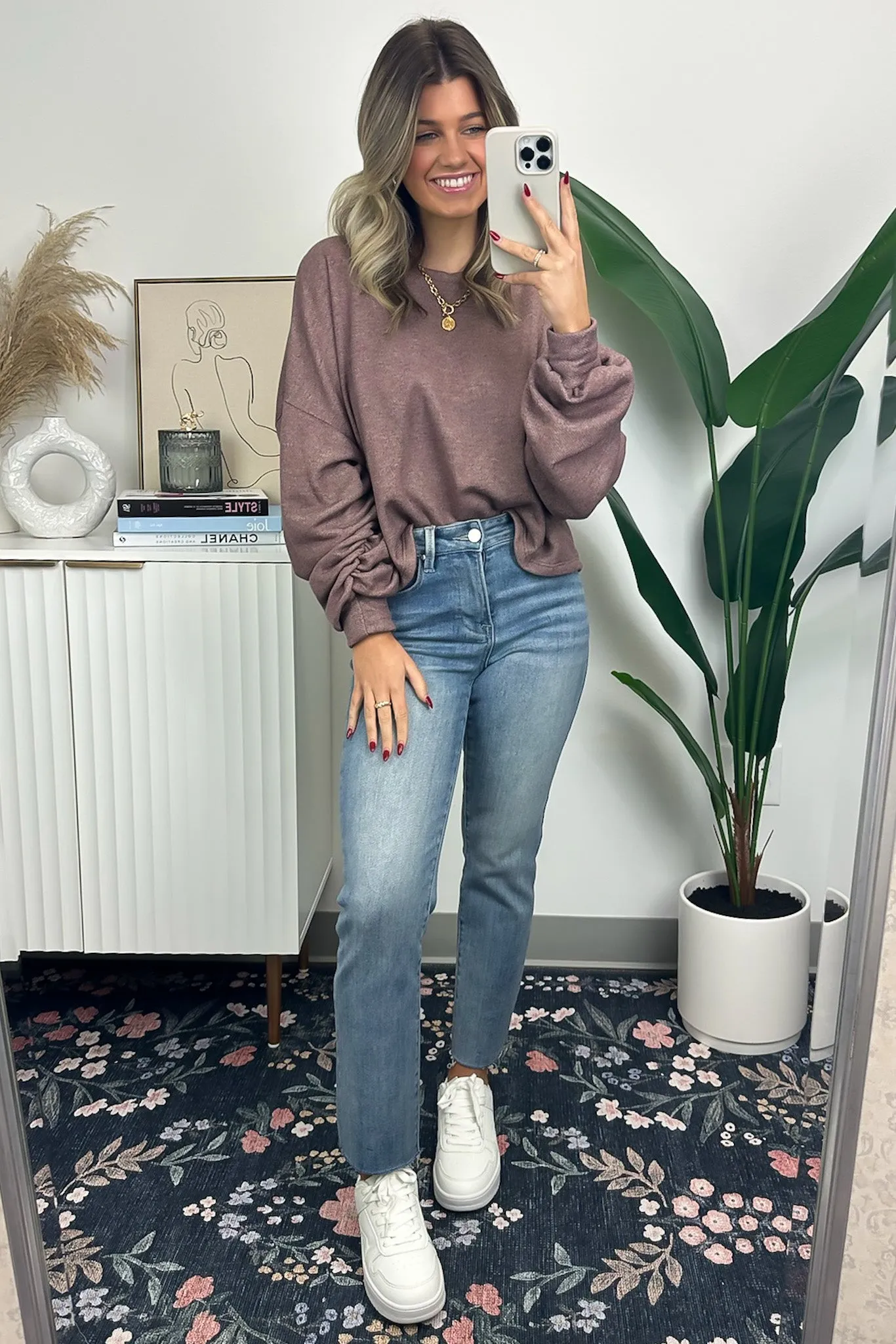 Roz Ruched Long Sleeve Knit Top - FINAL SALE